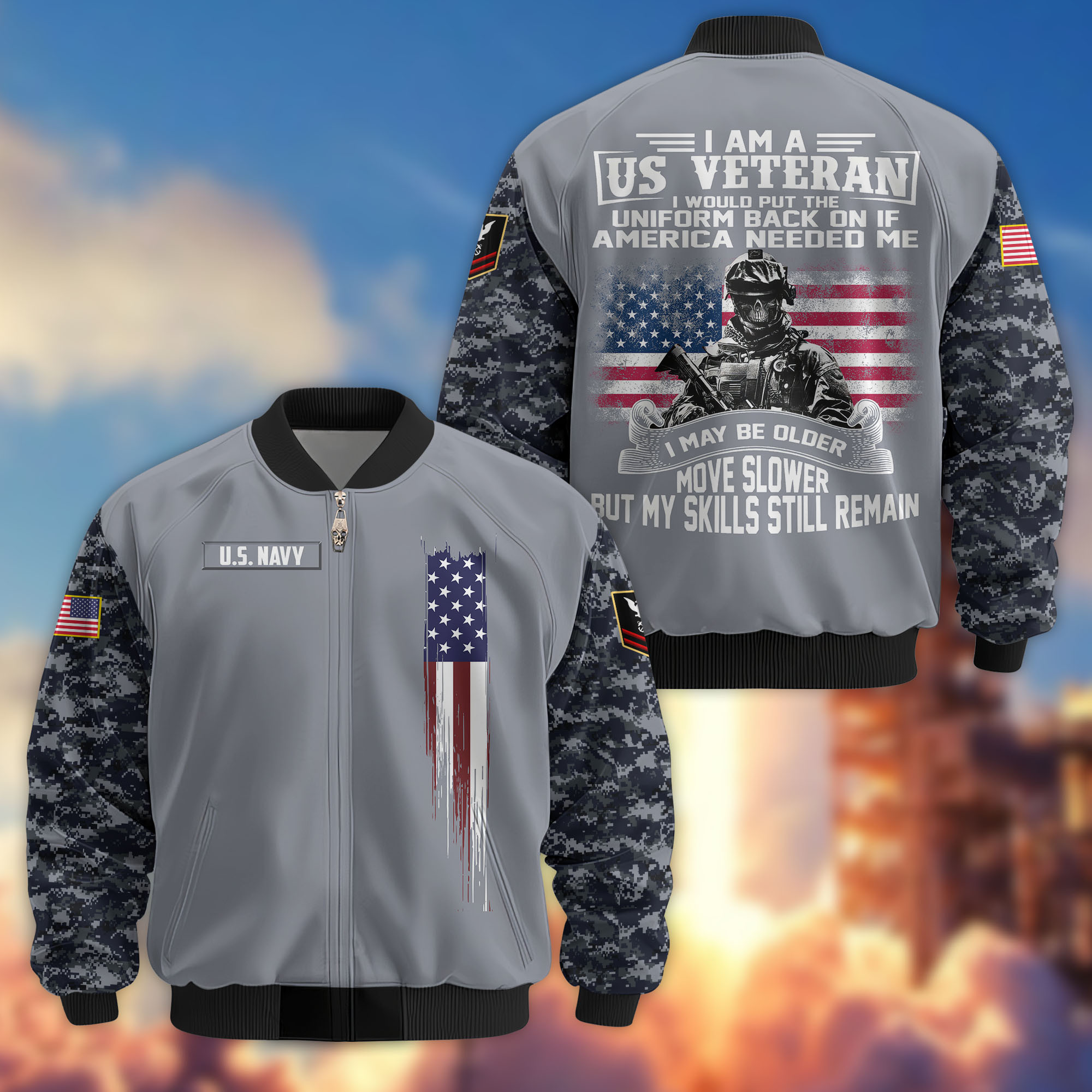Premium Custom US Navy Veteran Bomber Jacket VPVC802602, Gifts For US Navy Veteran, Gifts On Father’s Day, Veterans Day
