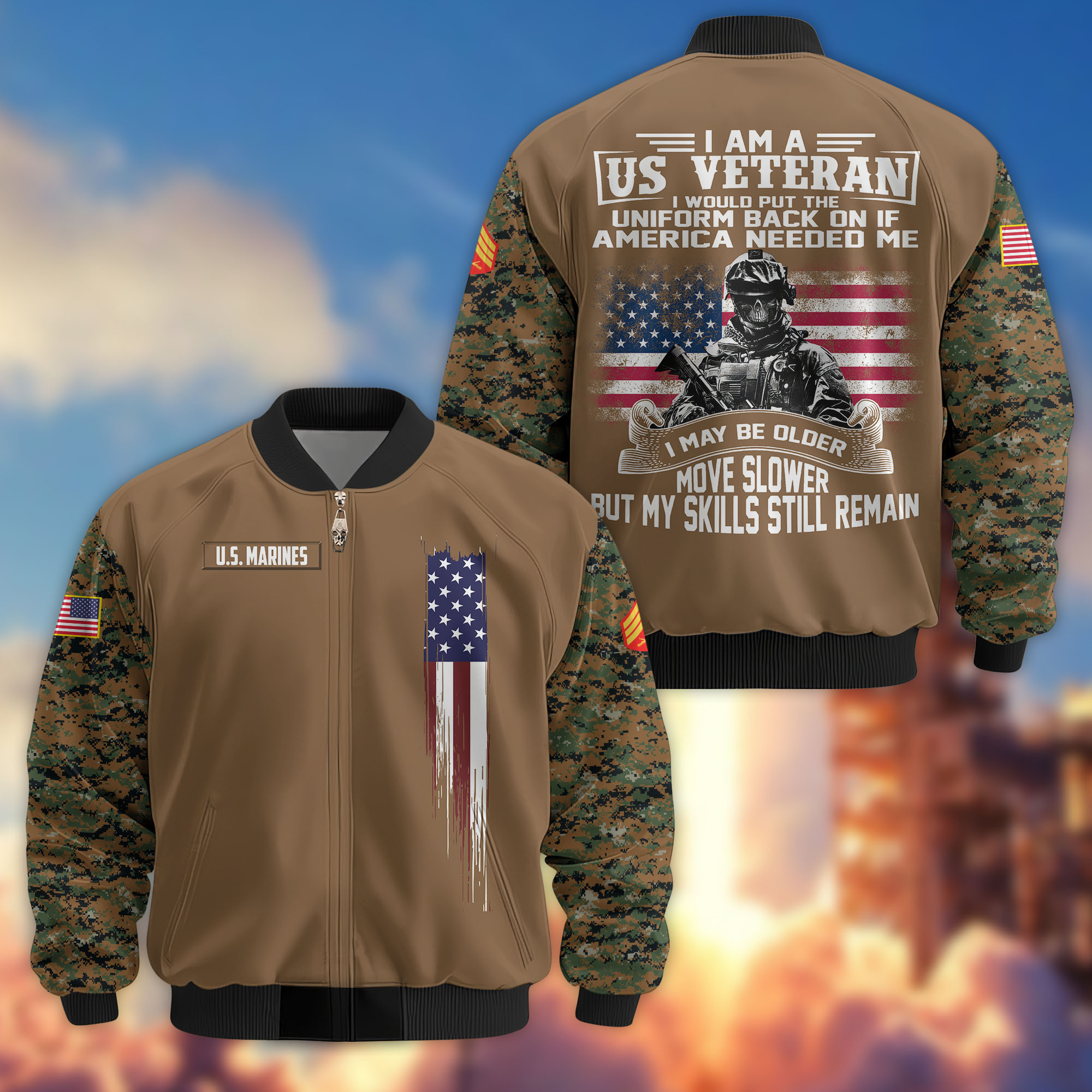 Premium Custom USMC Veteran Bomber Jacket VPVC802603, Gifts For US Marine Veteran, Gifts On Father’s Day, Veterans Day
