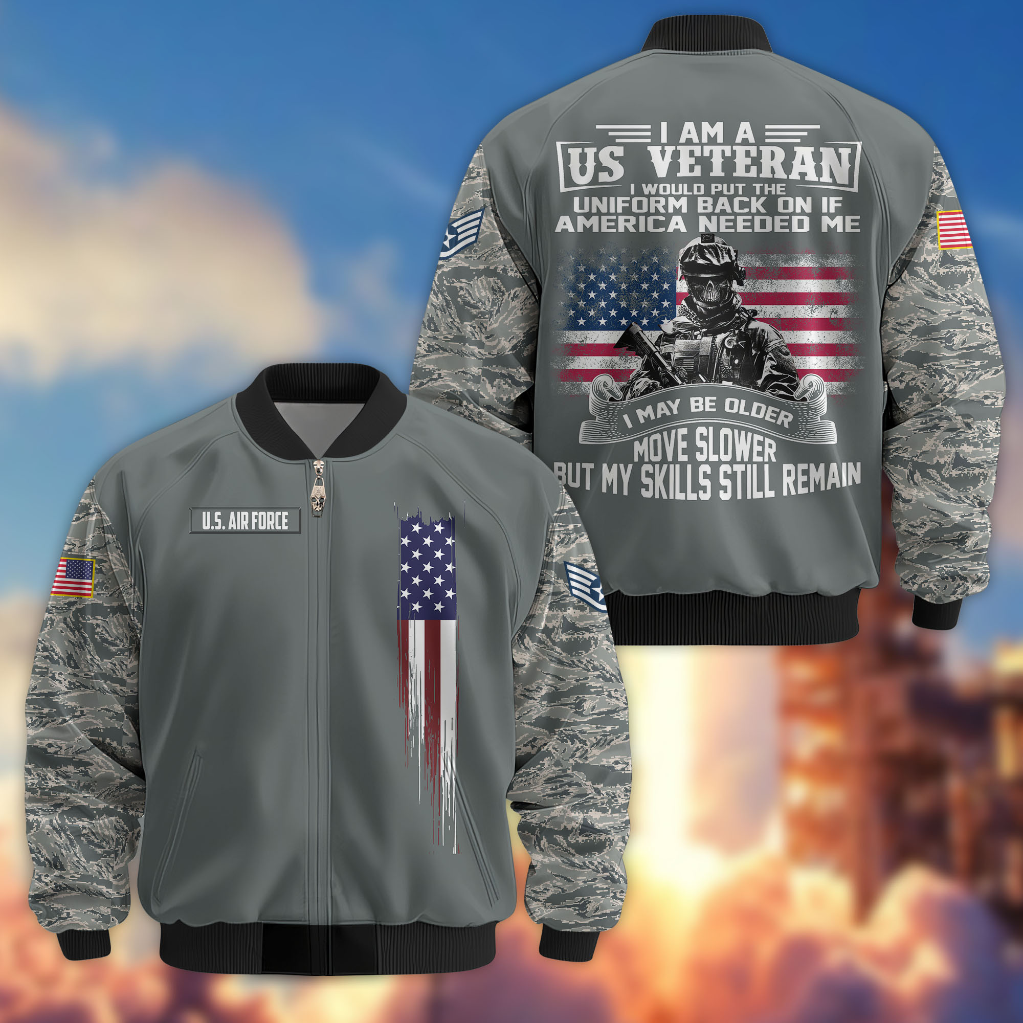 Premium Custom USAF Veteran Bomber Jacket VPVC802604, Gifts For US Air Force Veteran, Gifts On Father’s Day, Veterans Day