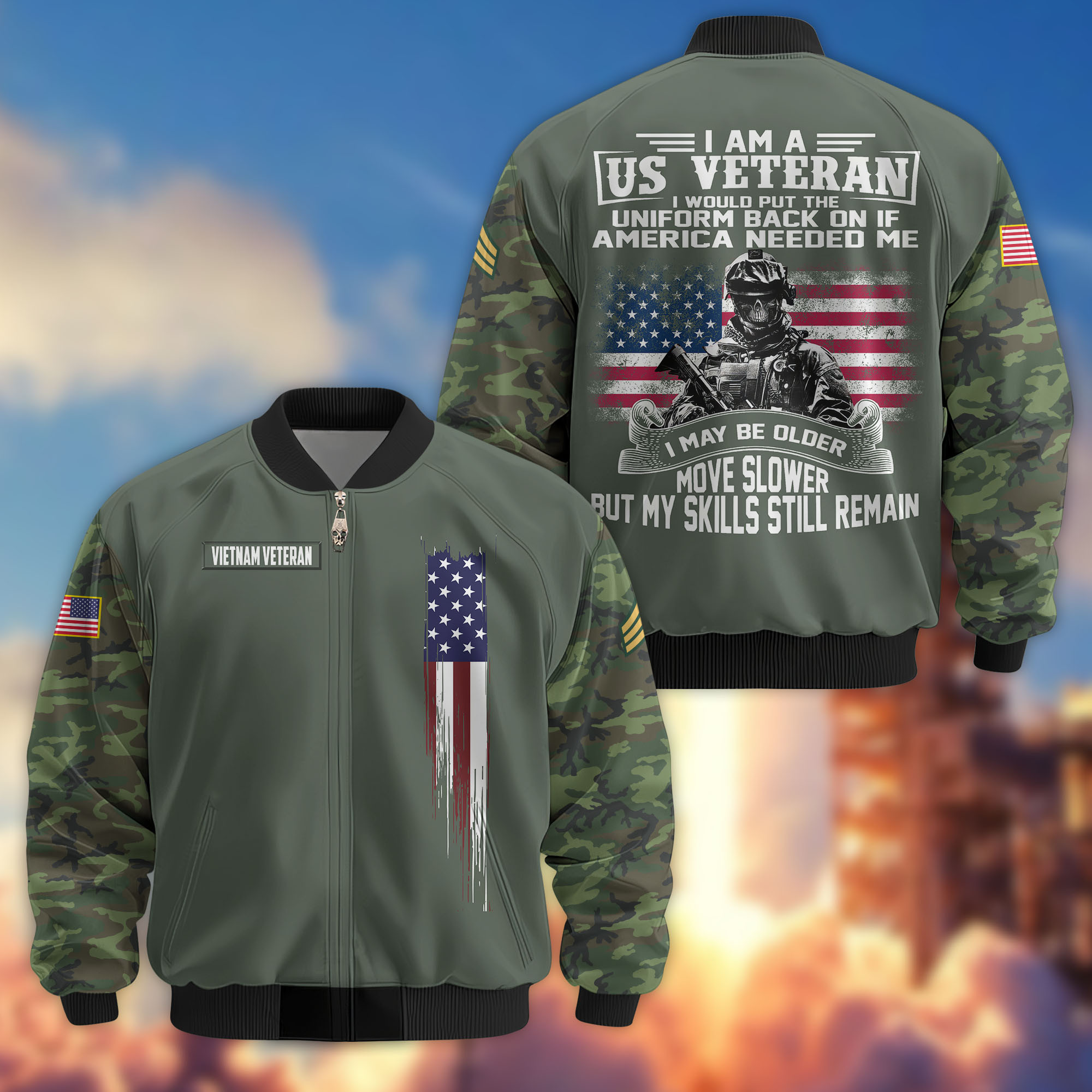 Premium Custom Vietnam Veteran Bomber Jacket VPVC802606, Gifts For Vietnam Veteran, Gifts On Father’s Day, Veterans Day