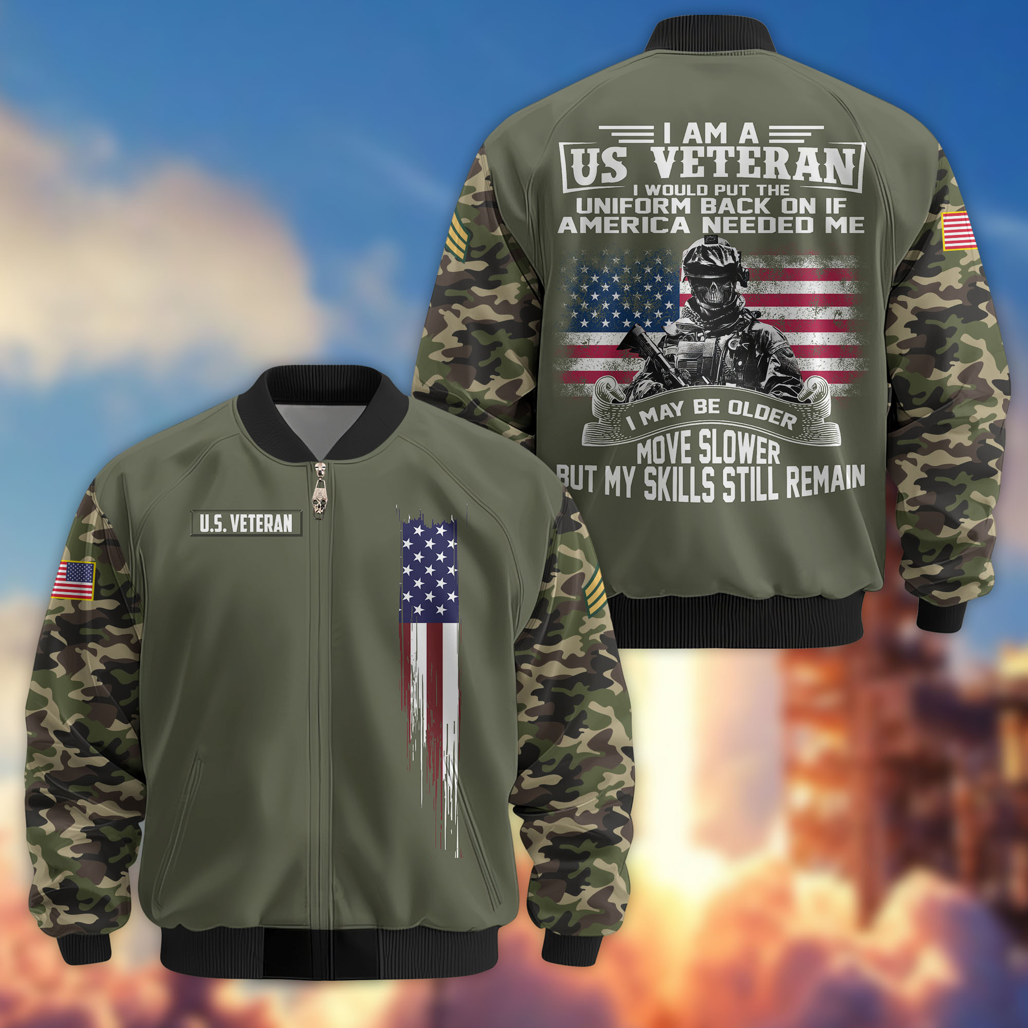 Premium Custom US Veteran Bomber Jacket VPVC802607, Gifts For US Veteran, Gifts On Father’s Day, Veterans Day