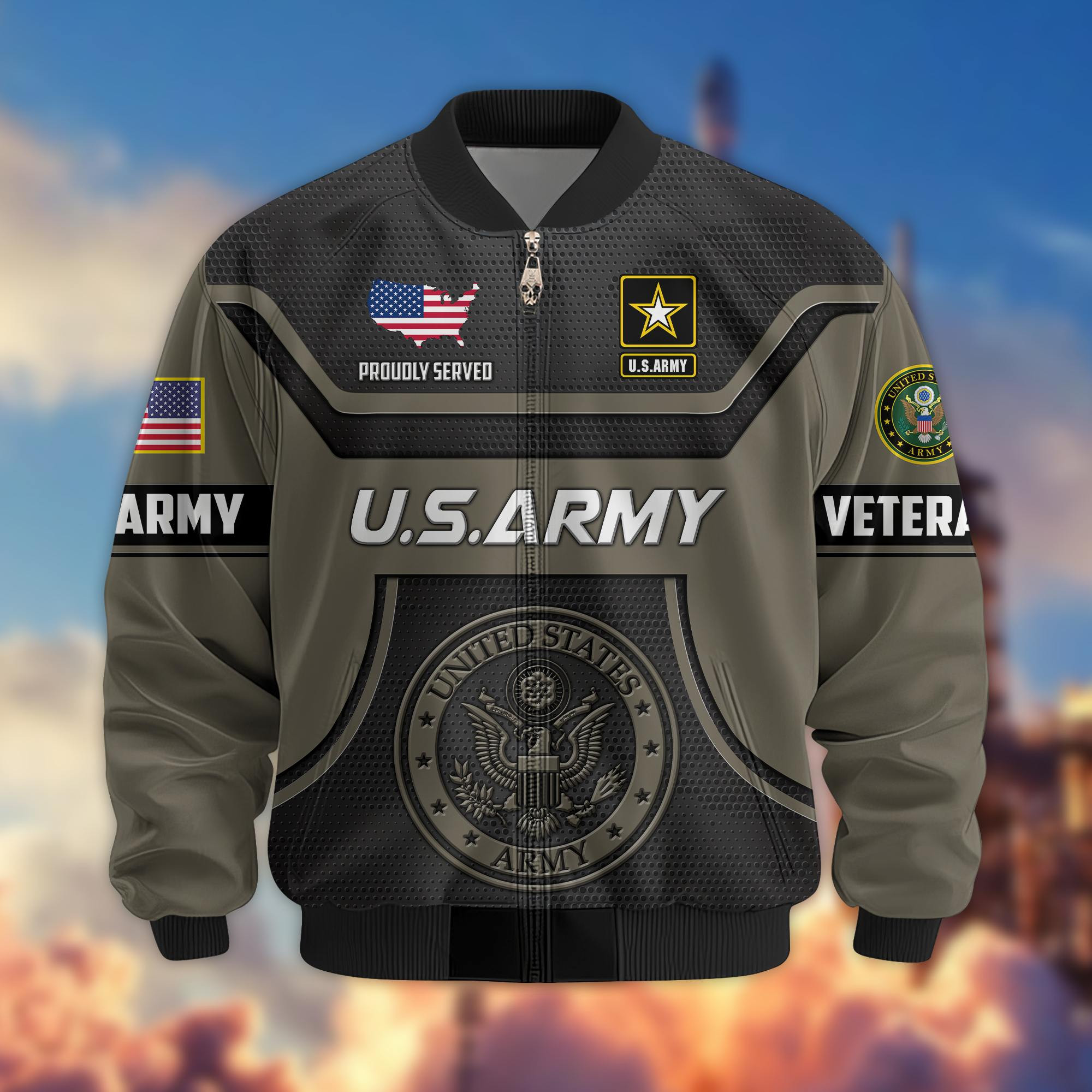 Premium US Veterans Bomber Jacket BPHN120811, Gifts For US Veterans, Gifts On Father’s Day, Veterans Day
