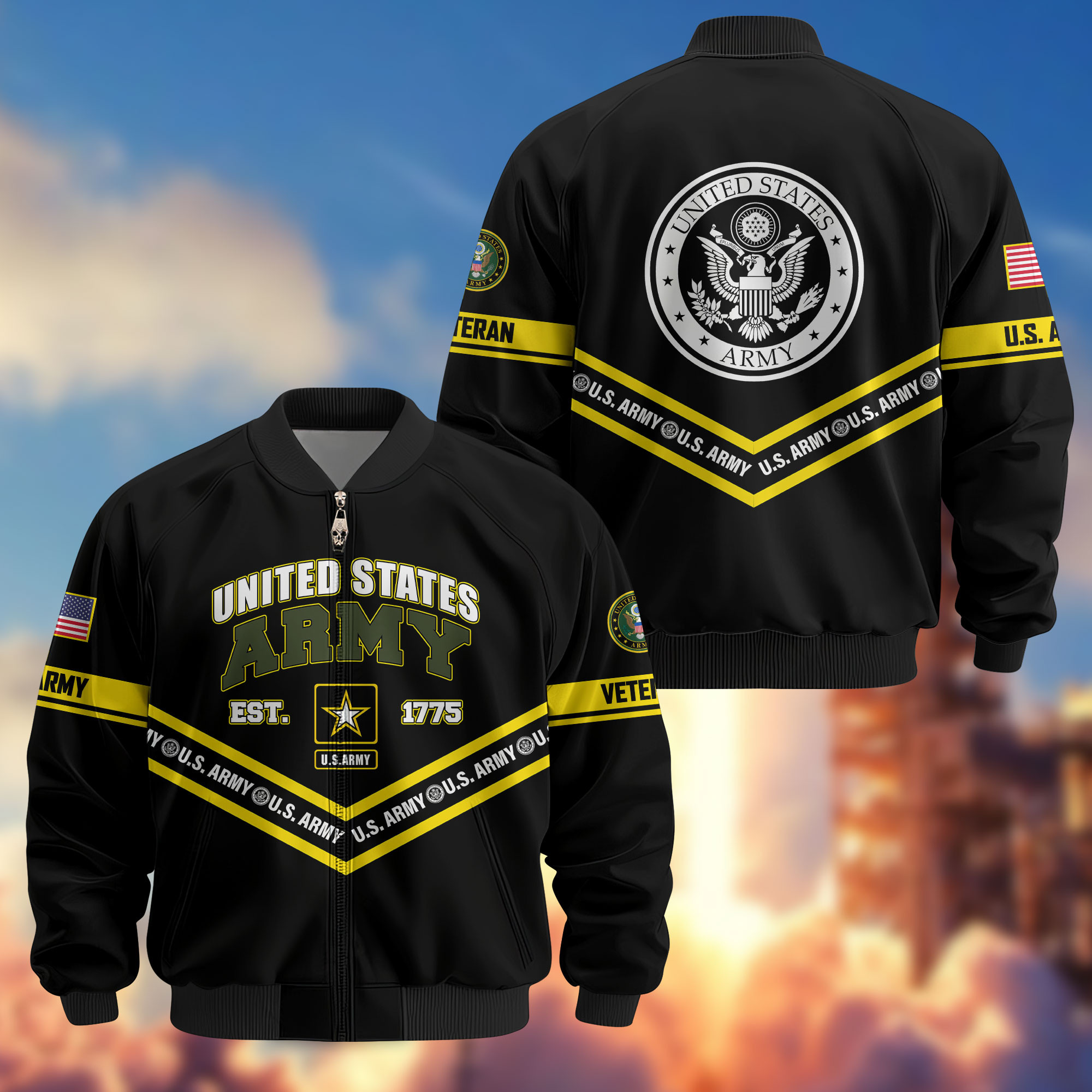 Premium US Veterans Bomber Jacket ATTN240821, Gifts For US Veterans, Gifts On Father’s Day, Veterans Day