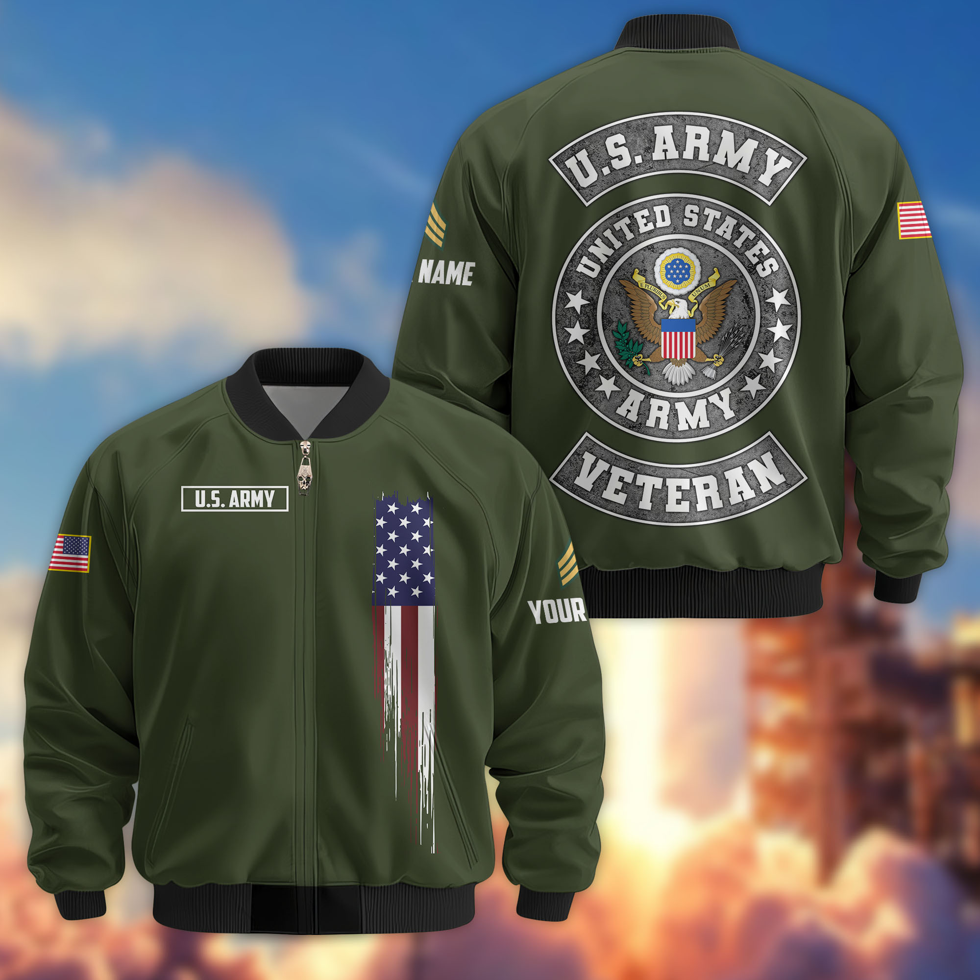 Premium Custom US Army Veteran Bomber Jacket VPVC802810, Gifts For US Army Veteran, Gifts On Father’s Day, Veterans Day