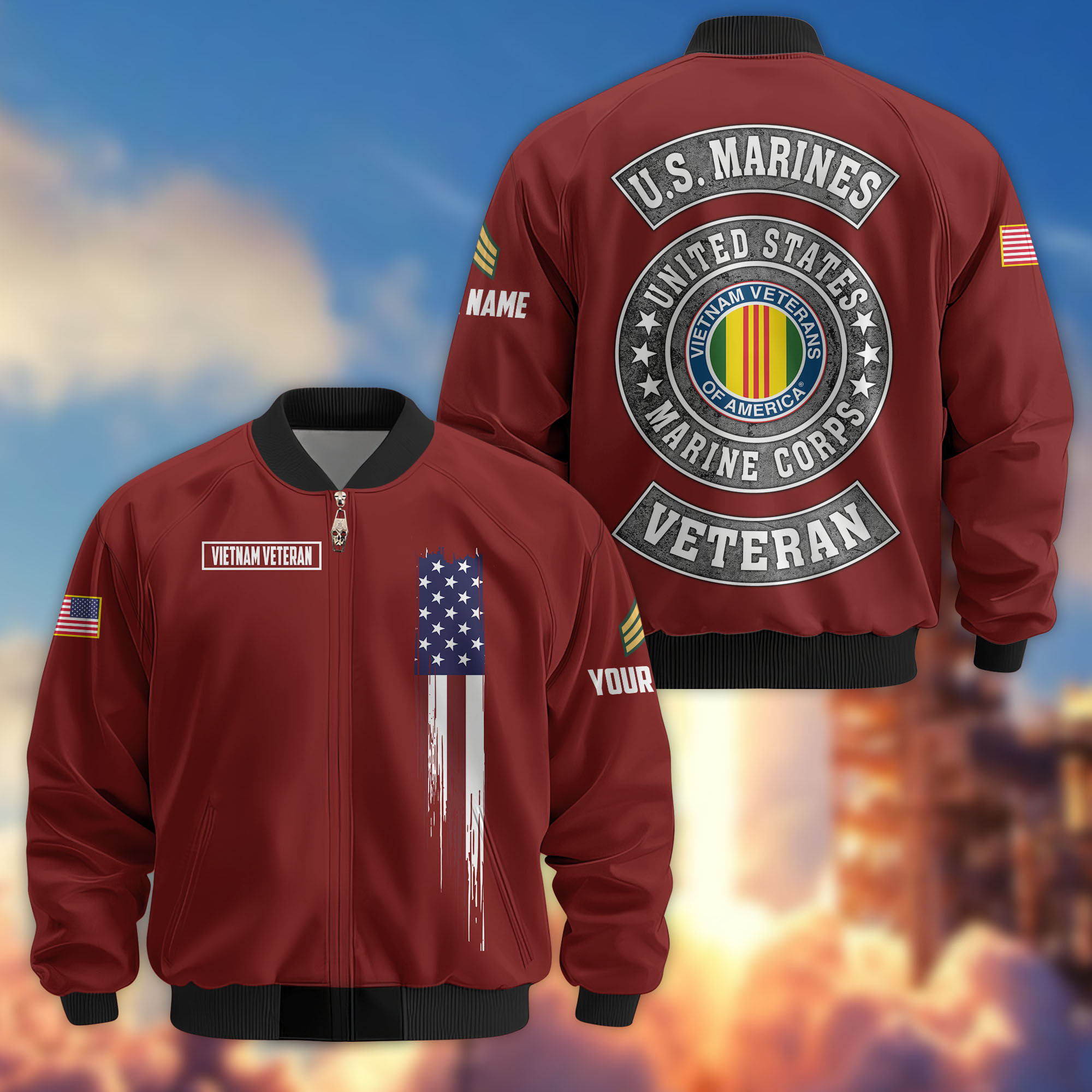 Premium Custom Vietnam Veteran Bomber Jacket VPVC802806, Gifts For Vietnam Veteran, Gifts On Father’s Day, Veterans Day