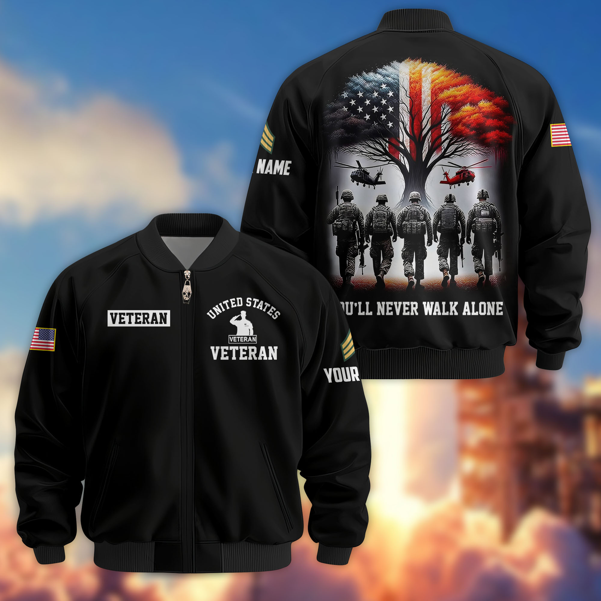 Premium Custom US Veteran Bomber Jacket VPVC802907, Gifts For US Veteran, Gifts On Father’s Day, Veterans Day