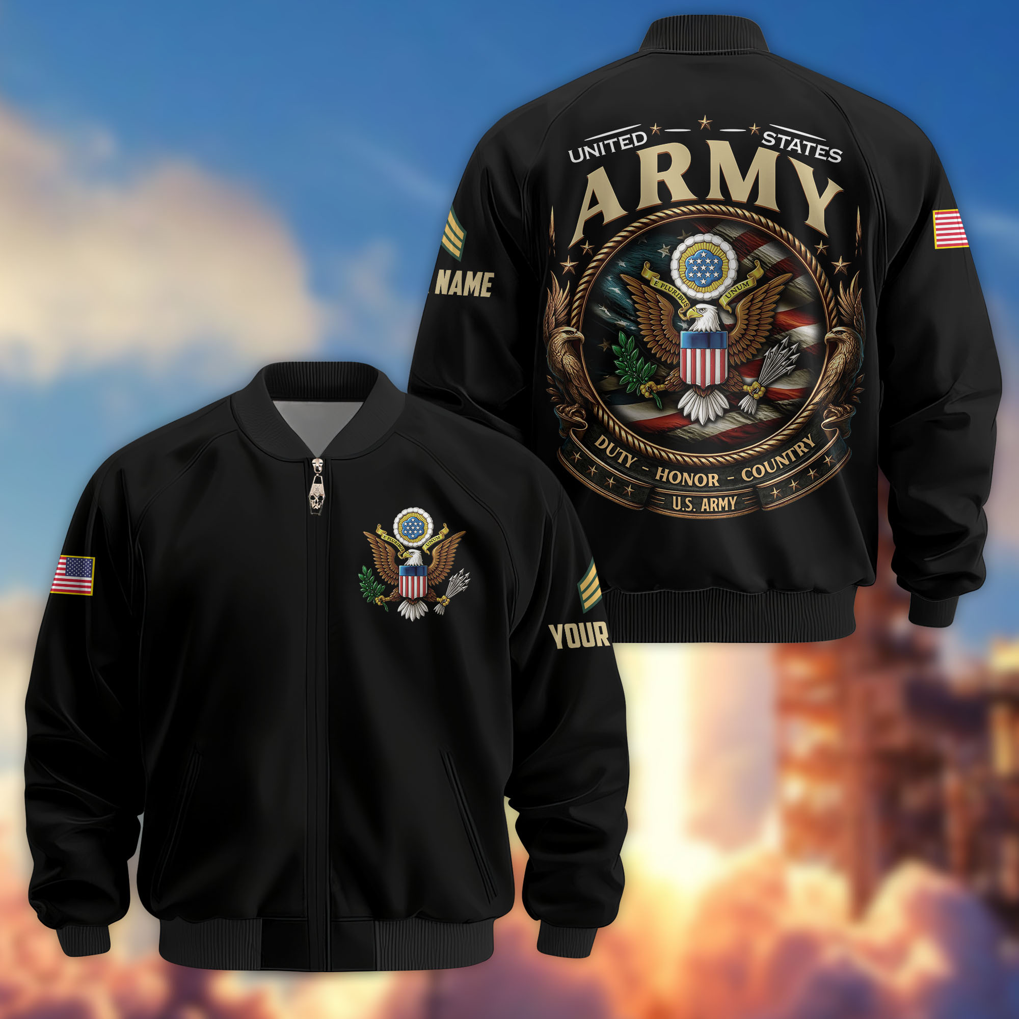 Premium Custom US Army Veteran Bomber Jacket VPVC803001, Gifts For US Army Veteran, Gifts On Father’s Day, Veterans Day