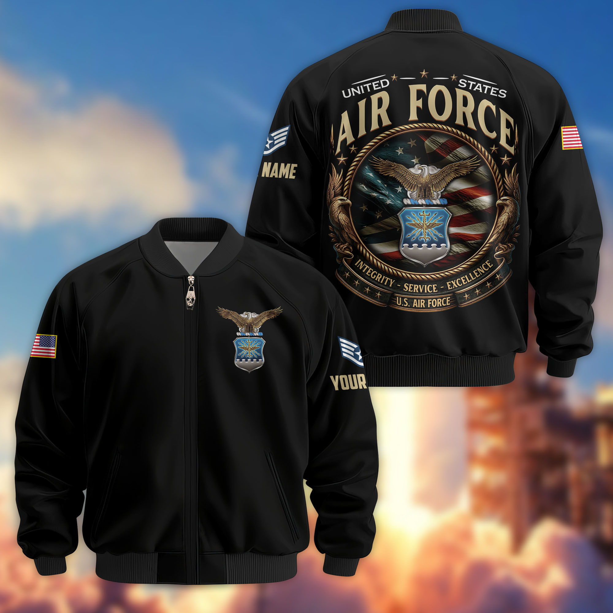 Premium Custom USAF Veteran Bomber Jacket VPVC803004, Gifts For US Air Force Veteran, Gifts On Father’s Day, Veterans Day