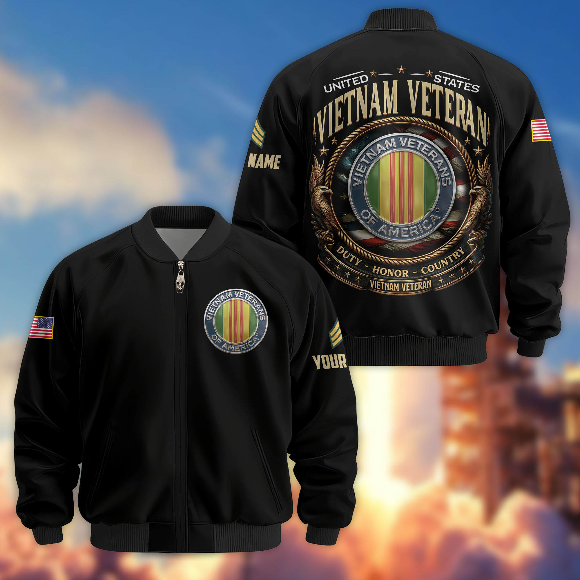 Premium Custom Vietnam Veteran Bomber Jacket VPVC803006, Gifts For Vietnam Veteran, Gifts On Father’s Day, Veterans Day