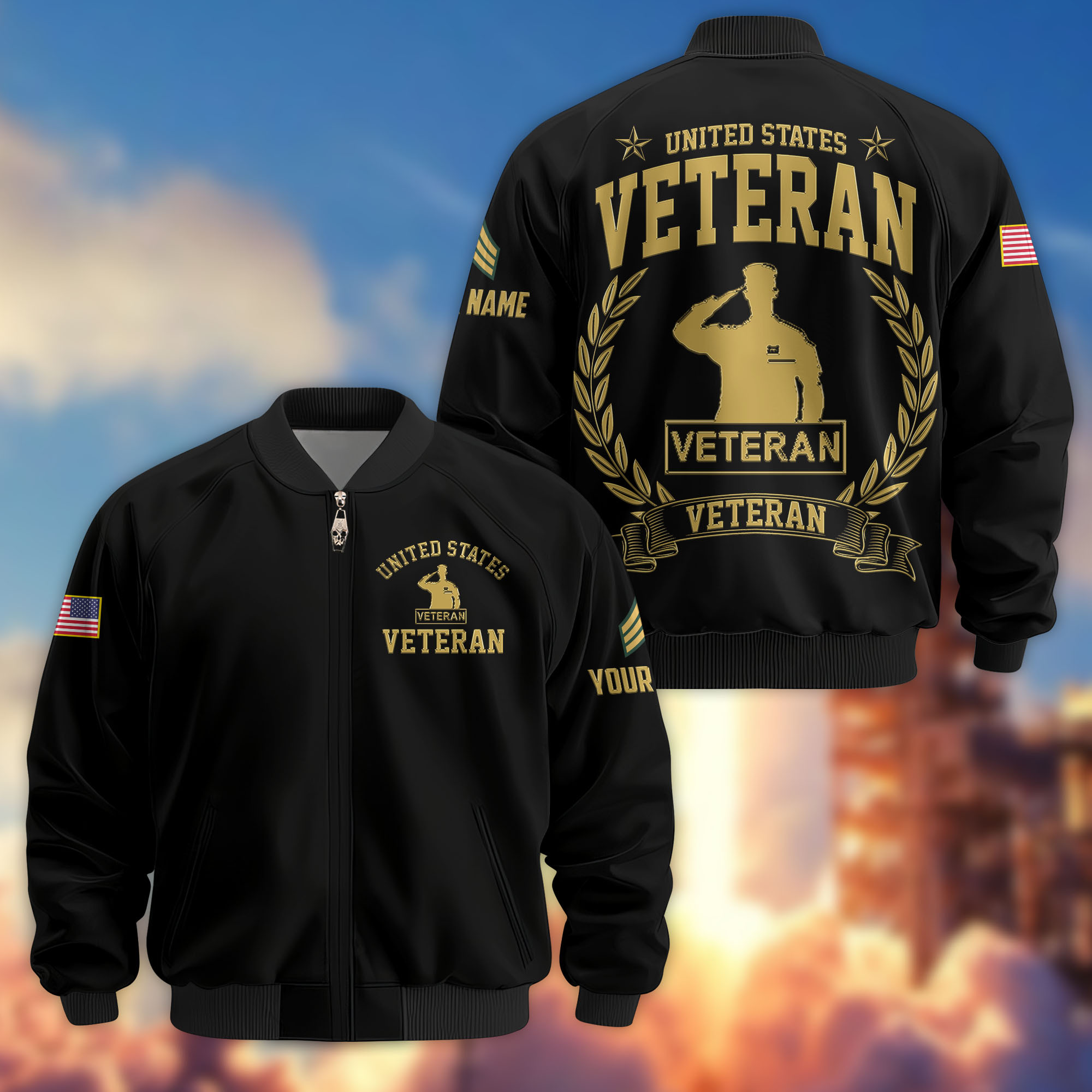 Premium Custom US Veteran Bomber Jacket VPVC803107, Gifts For US Veteran, Gifts On Father’s Day, Veterans Day
