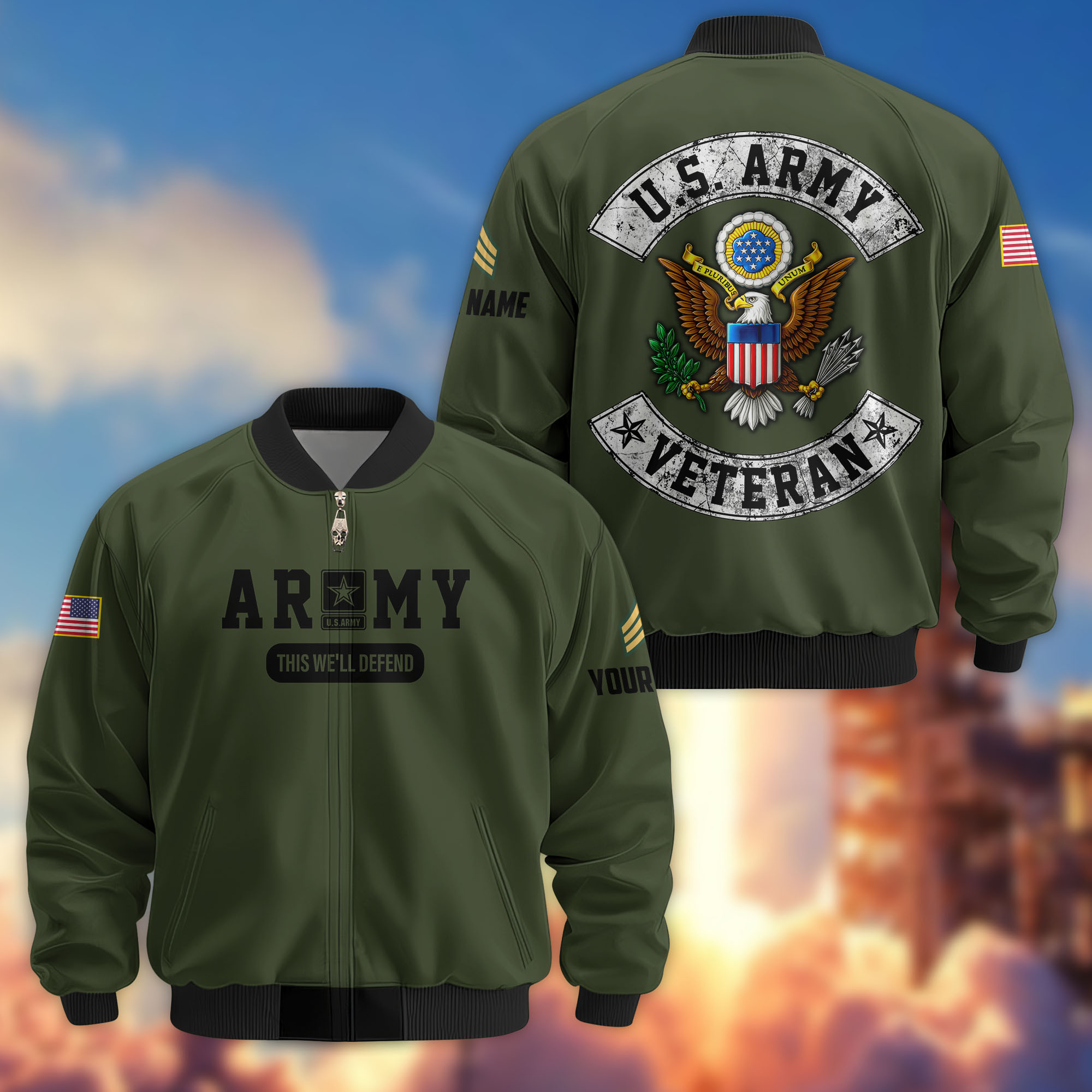 Premium Custom US Army Veteran Bomber Jacket VPVC803201, Gifts For US Army Veteran, Gifts On Father’s Day, Veterans Day