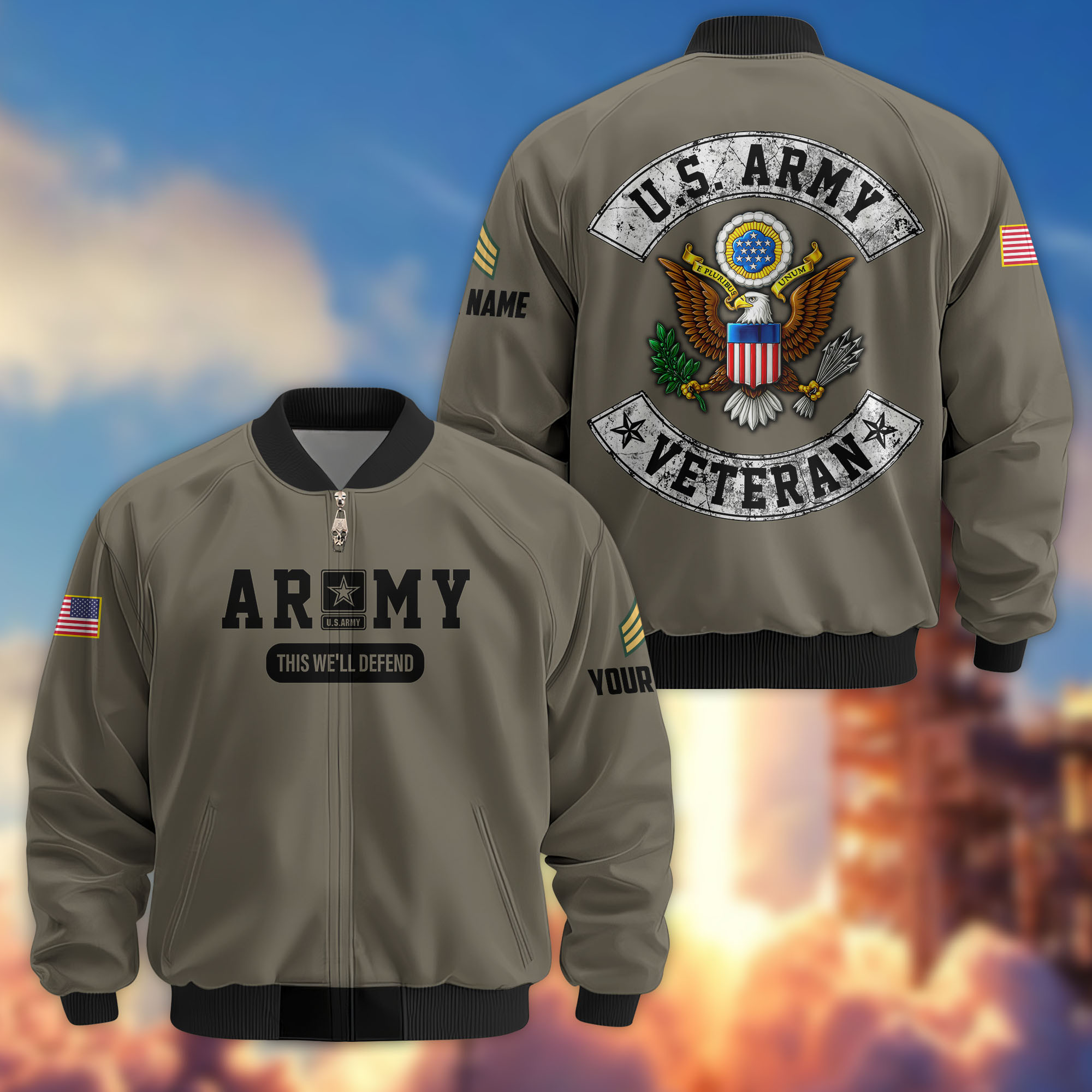 Premium Custom US Army Veteran Bomber Jacket VPVC803210, Gifts For US Army Veteran, Gifts On Father’s Day, Veterans Day