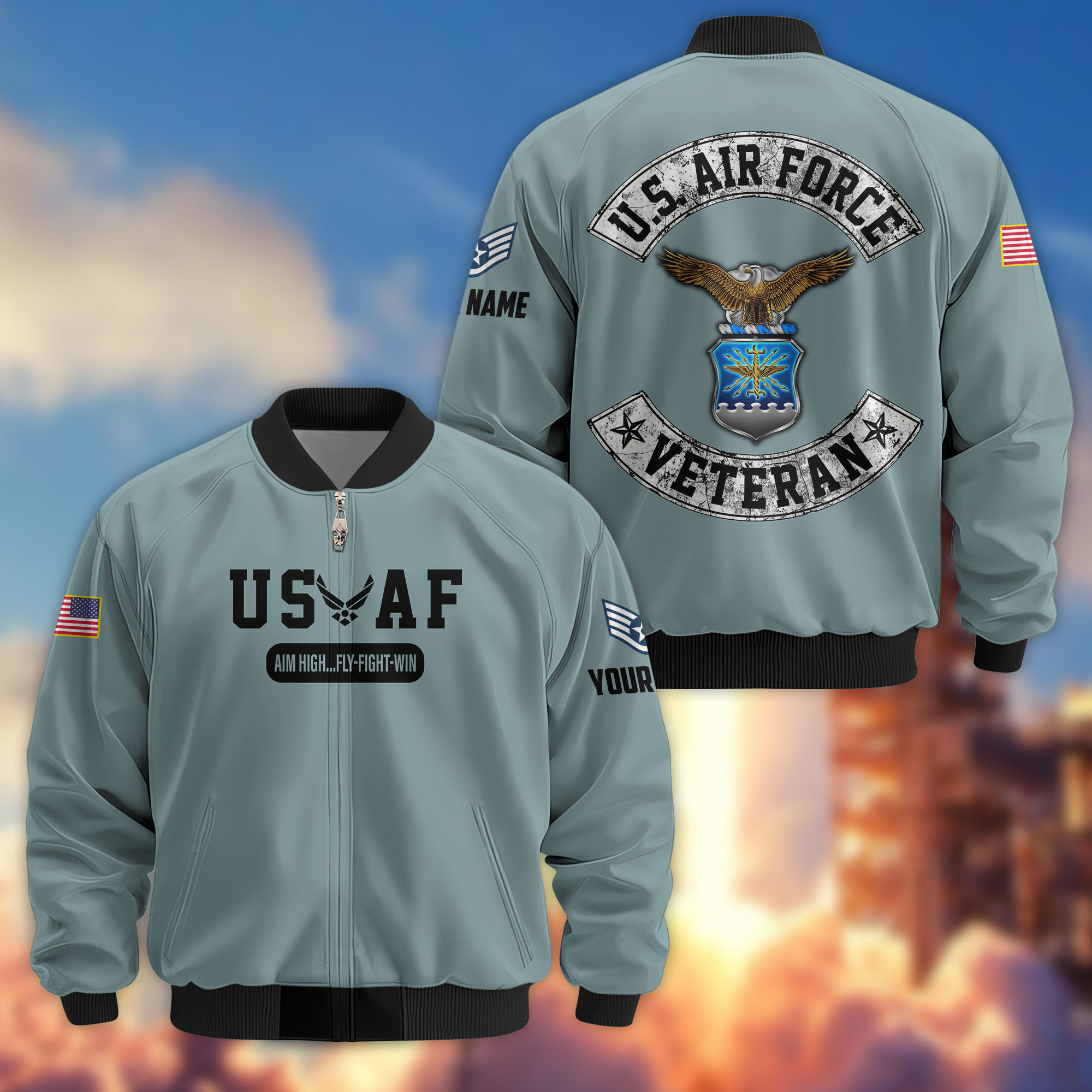 Premium Custom USAF Veteran Bomber Jacket VPVC803204, Gifts For US Air Force Veteran, Gifts On Father’s Day, Veterans Day