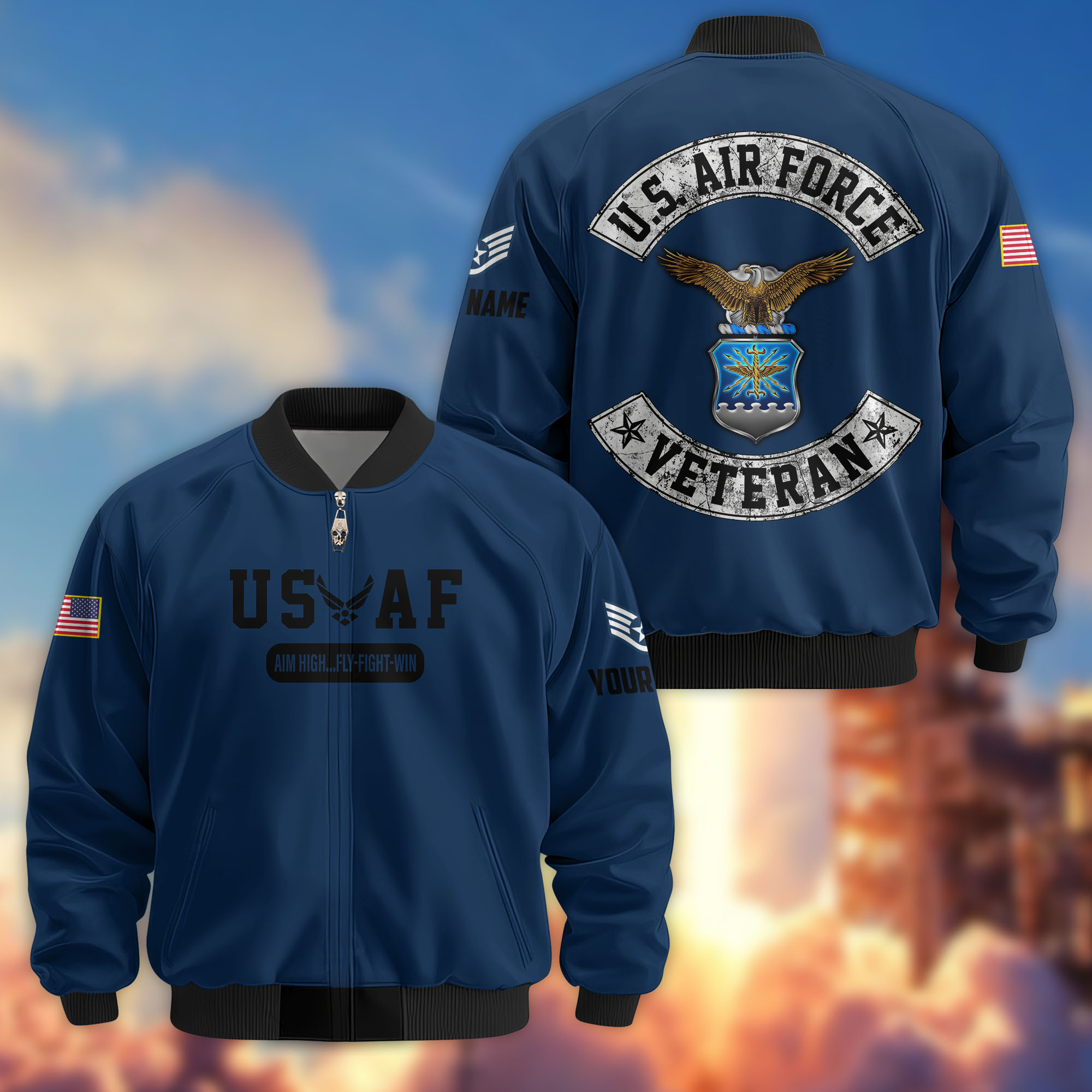 Premium Custom USAF Veteran Bomber Jacket VPVC803212, Gifts For US Air Force Veteran, Gifts On Father’s Day, Veterans Day