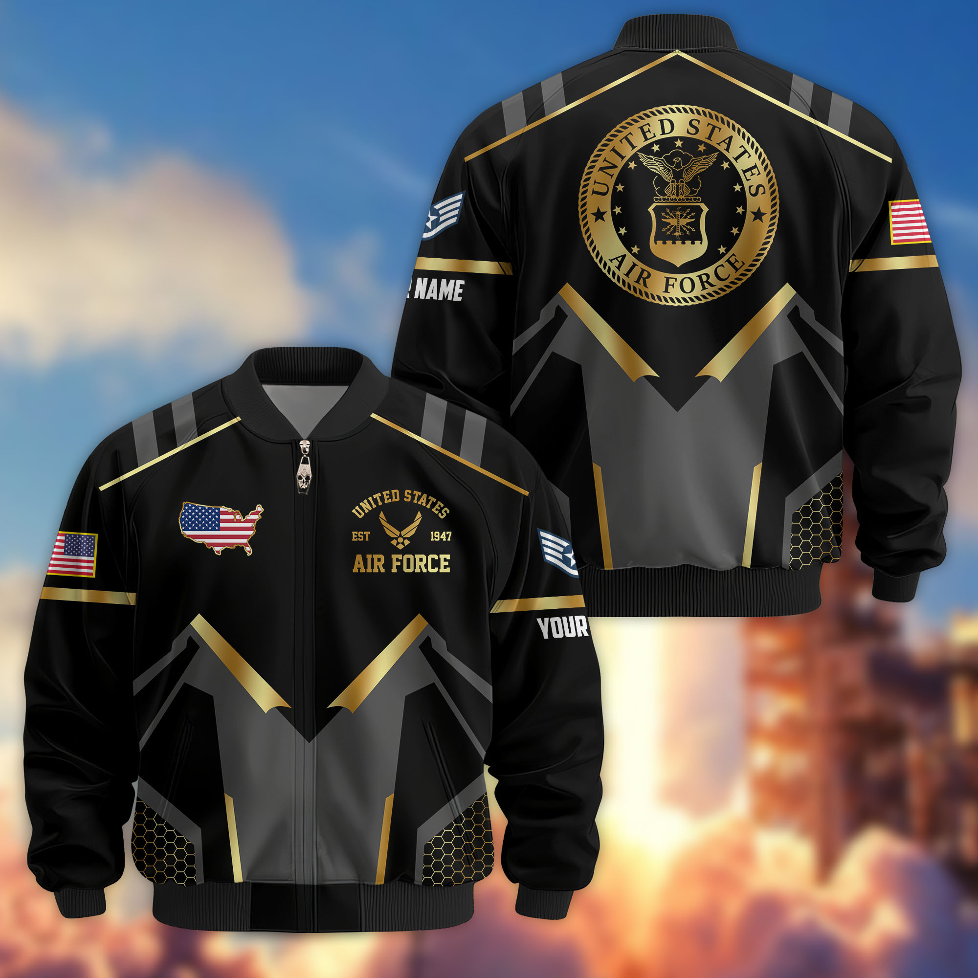 Premium Custom USAF Veteran Bomber Jacket VPVC803304, Gifts For US Air Force Veteran, Gifts On Father’s Day, Veterans Day