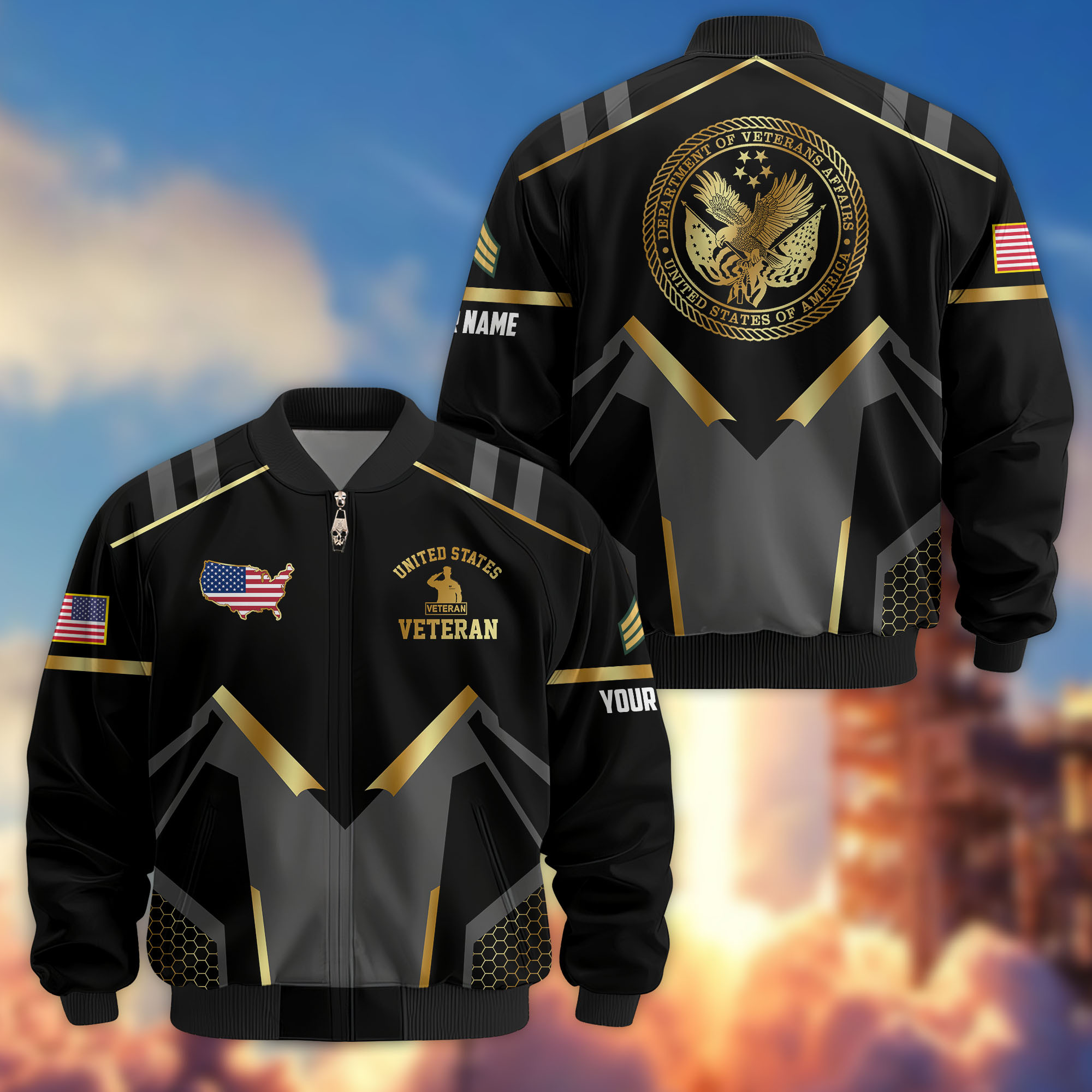 Premium Custom US Veteran Bomber Jacket VPVC803307, Gifts For US Veteran, Gifts On Father’s Day, Veterans Day