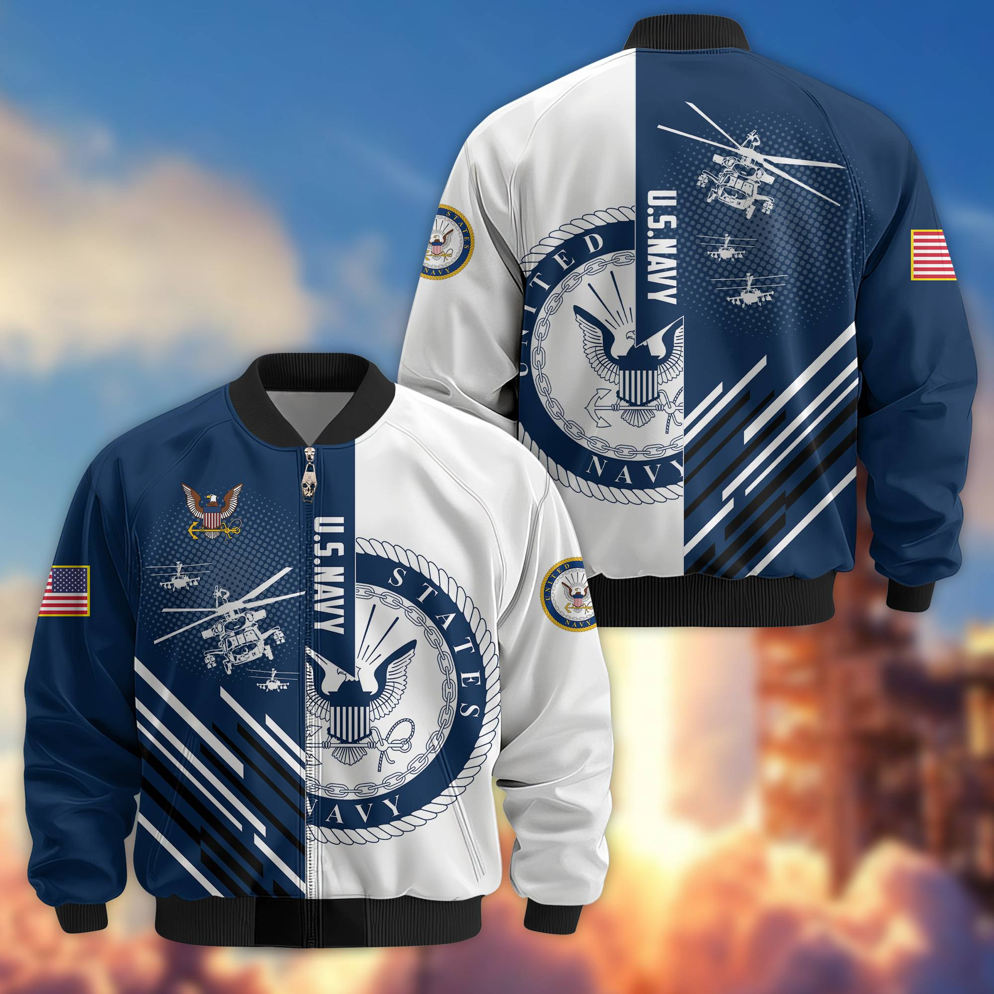 Premium US Navy Veteran Bomber Jacket VPVC803402, Gifts For US Navy Veteran, Gifts On Father’s Day, Veterans Day