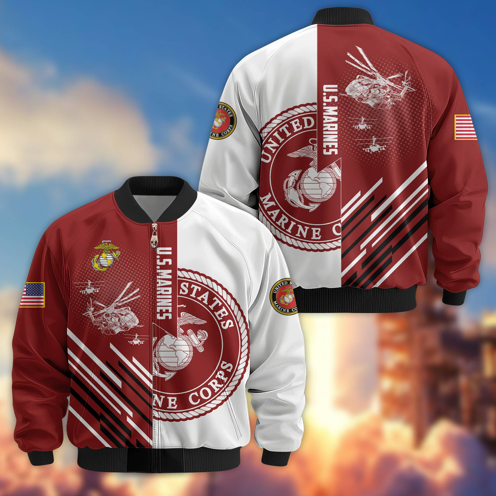 Premium USMC Veteran Bomber Jacket VPVC803403, Gifts For US Marine Veteran, Gifts On Father’s Day, Veterans Day