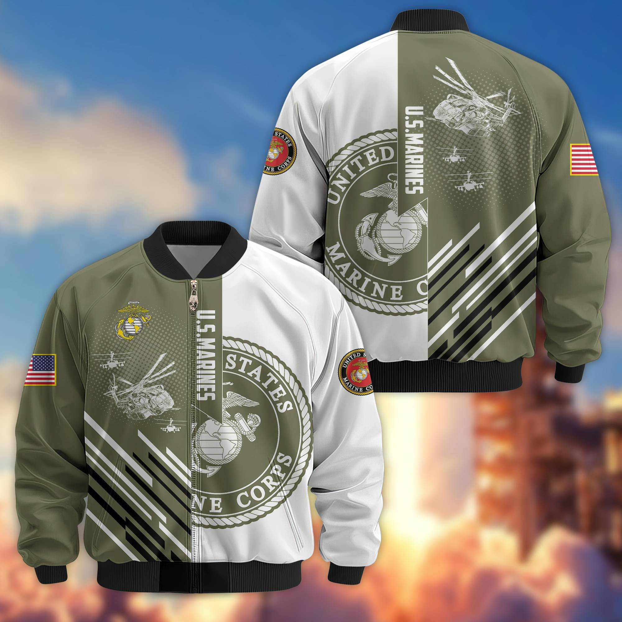 Premium USMC Veteran Bomber Jacket VPVC803411, Gifts For US Marine Veteran, Gifts On Father’s Day, Veterans Day