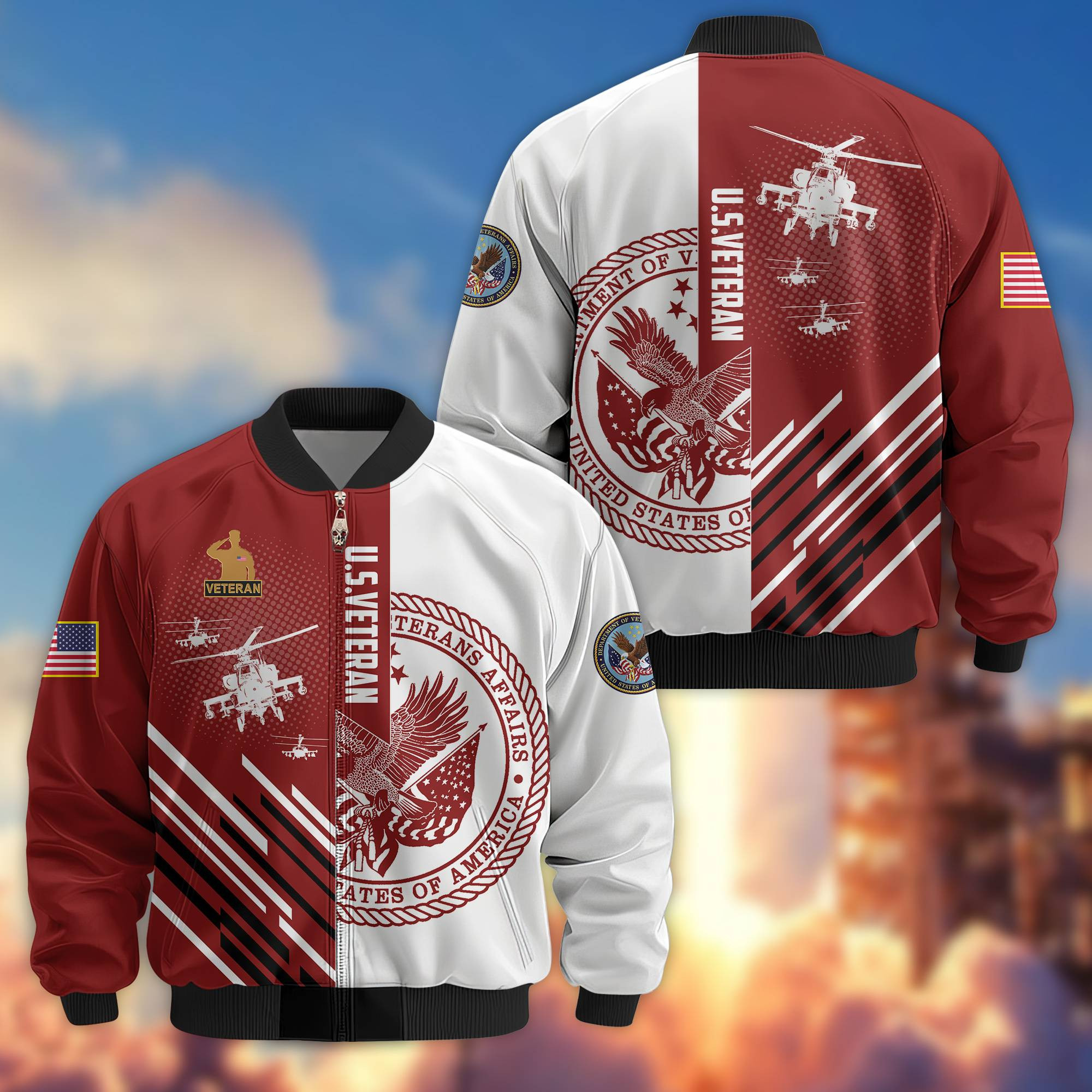 Premium US Veteran Bomber Jacket VPVC803407, Gifts For US Veteran, Gifts On Father’s Day, Veterans Day