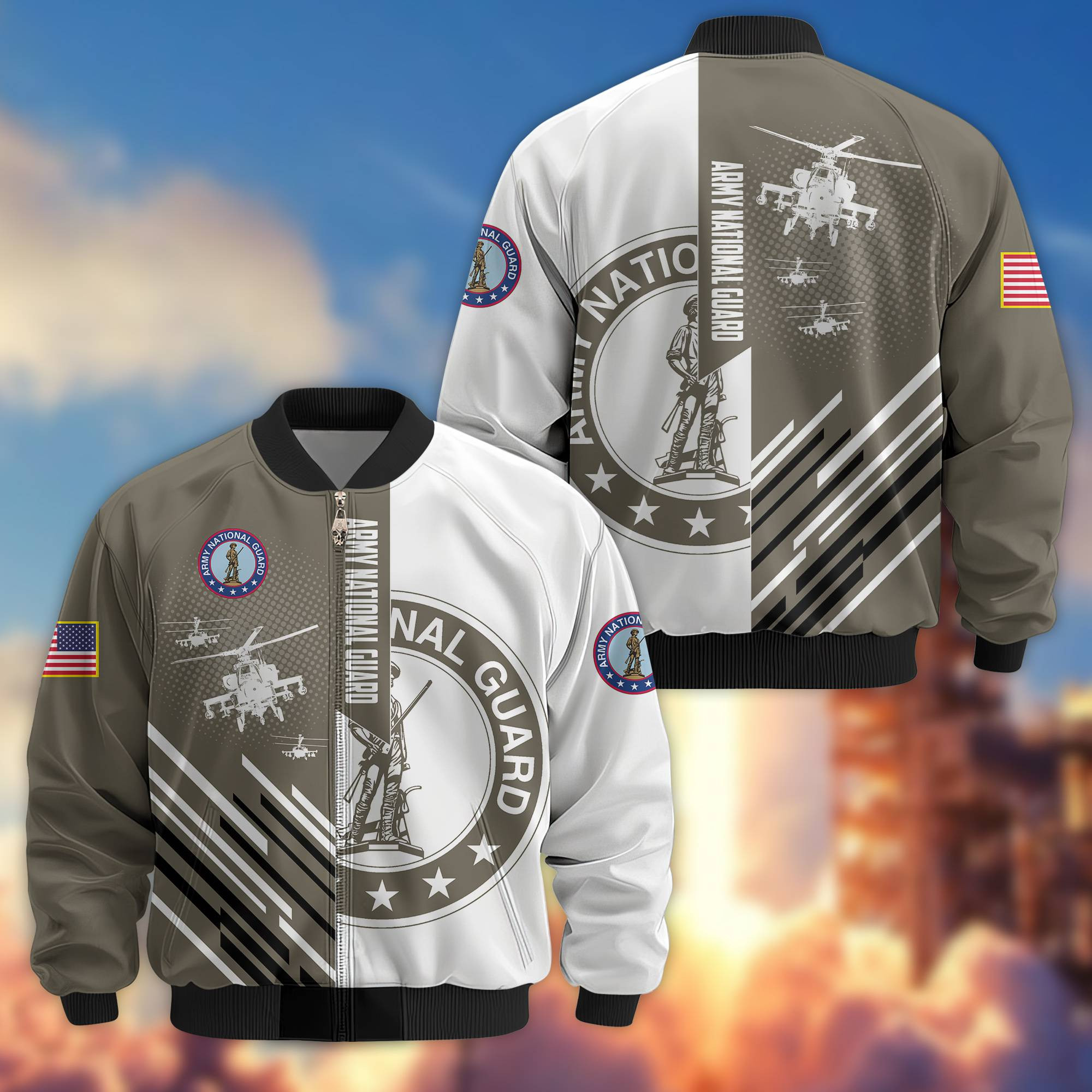 Premium US Army National Guard Veteran Bomber Jacket VPVC803408, Gifts For Army National Guard Veteran, Gifts On Father’s Day, Veterans Day