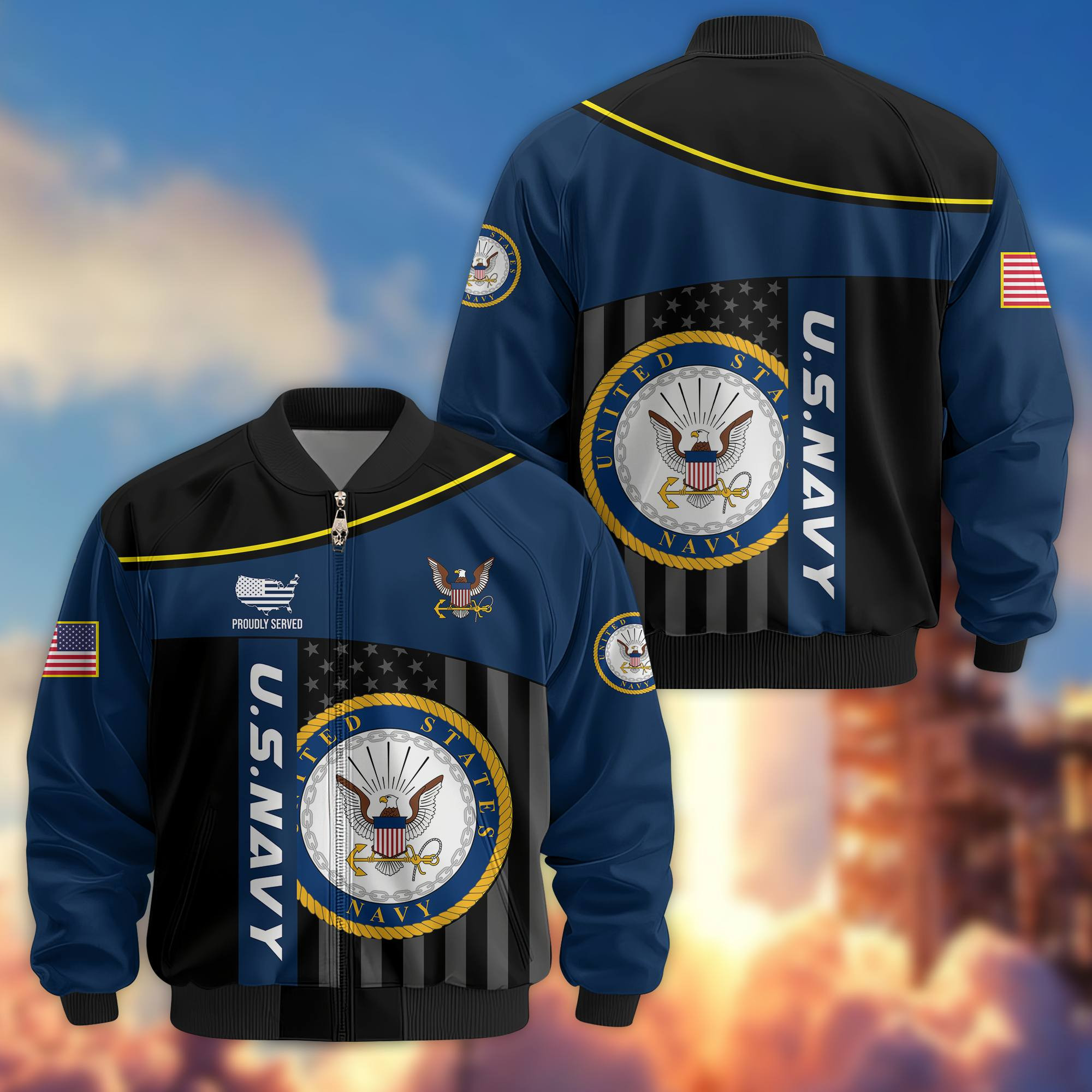 Premium US Navy Veteran Bomber Jacket VPVC803502, Gifts For US Navy Veteran, Gifts On Father’s Day, Veterans Day