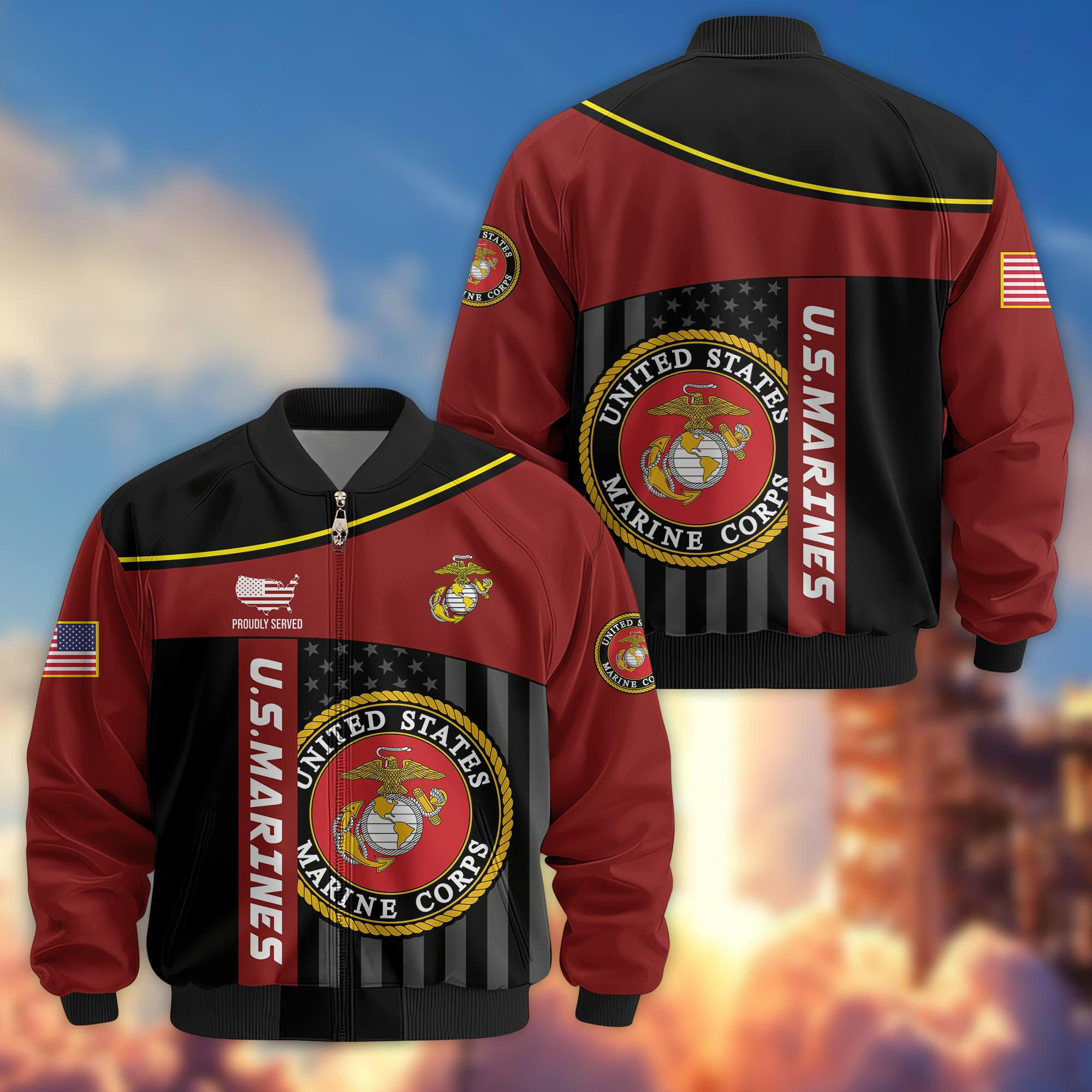 Premium USMC Veteran Bomber Jacket VPVC803503, Gifts For US Marine Veteran, Gifts On Father’s Day, Veterans Day