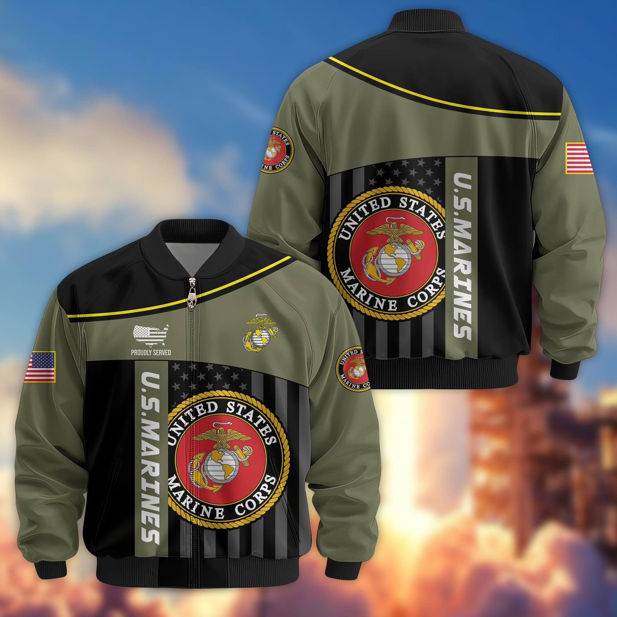 Premium USMC Veteran Bomber Jacket VPVC803511, Gifts For US Marine Veteran, Gifts On Father’s Day, Veterans Day