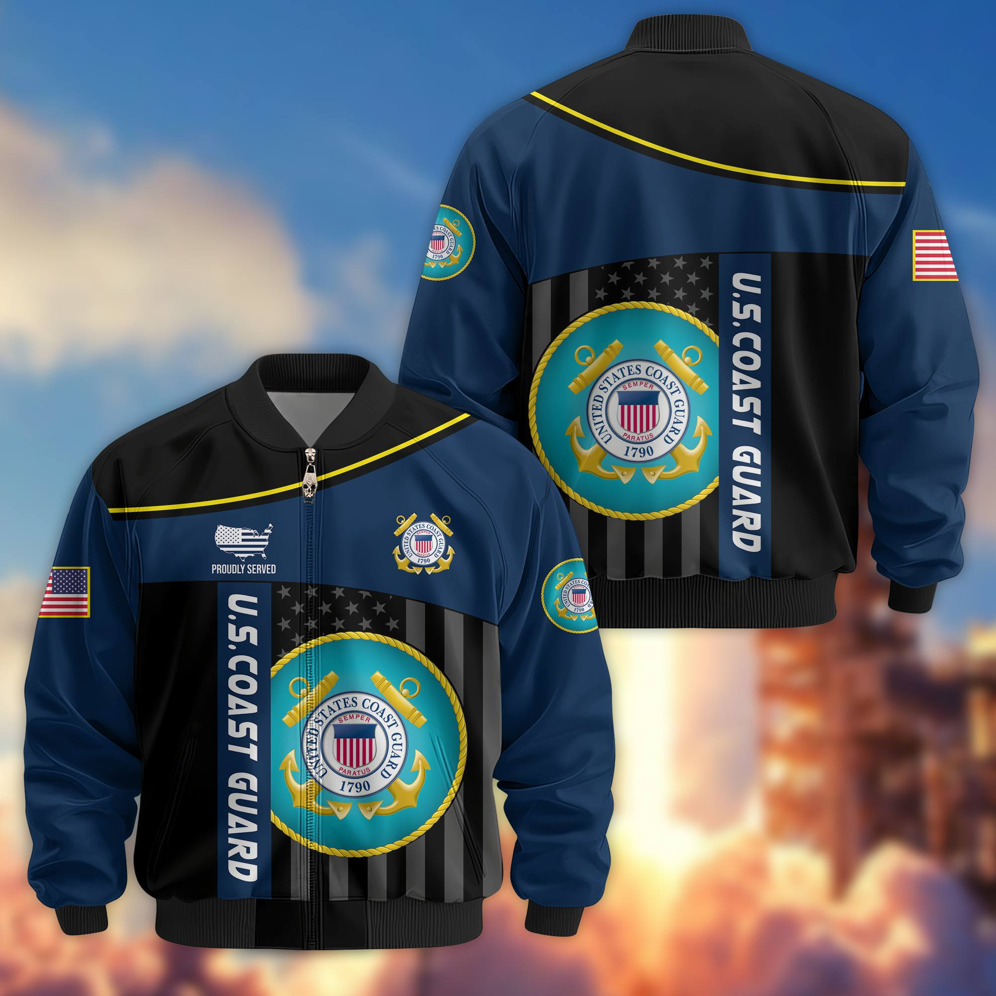 Premium USCG Veteran Bomber Jacket VPVC803505, Gifts For Coast Guard Veteran, Gifts On Father’s Day, Veterans Day