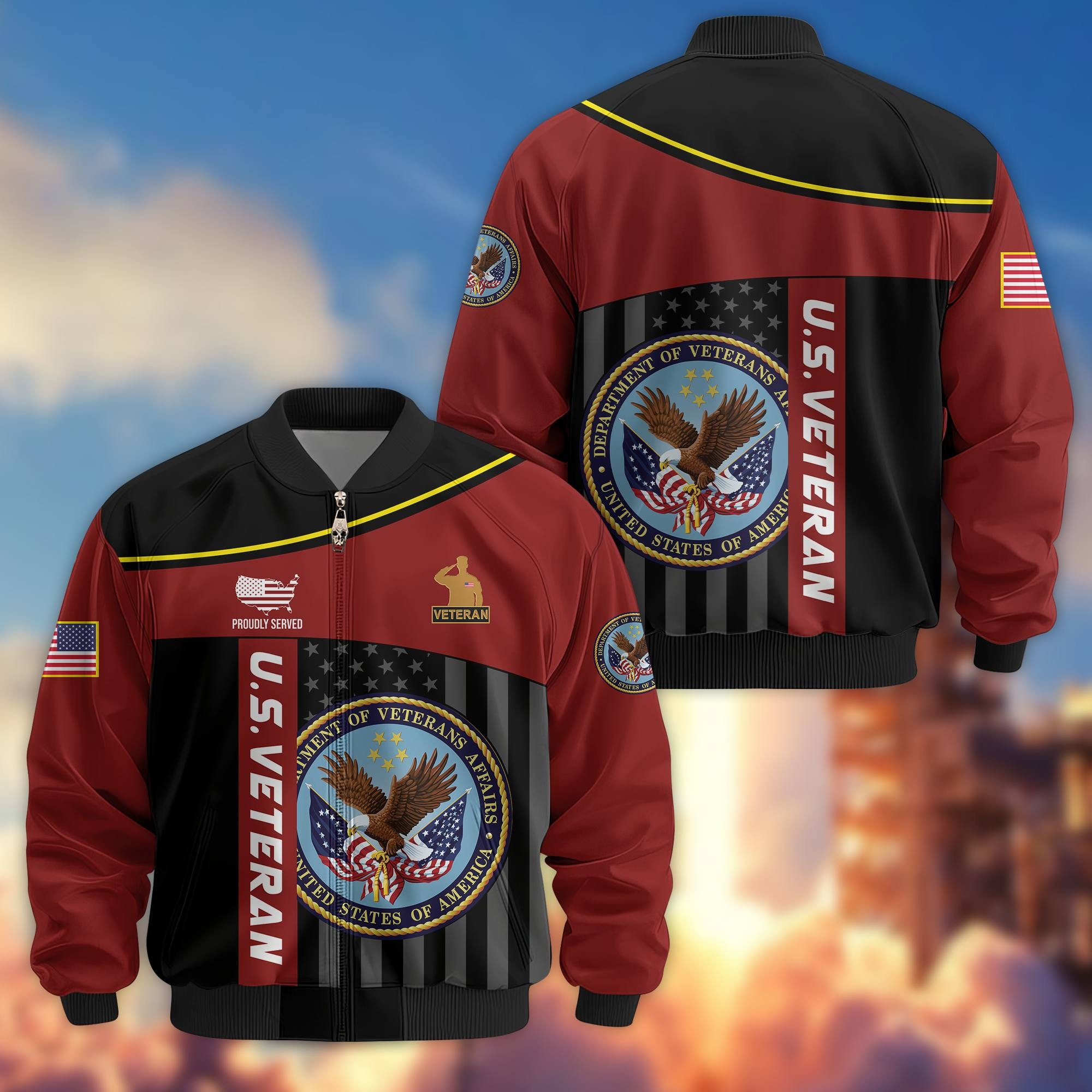 Premium US Veteran Bomber Jacket VPVC803507, Gifts For US Veteran, Gifts On Father’s Day, Veterans Day