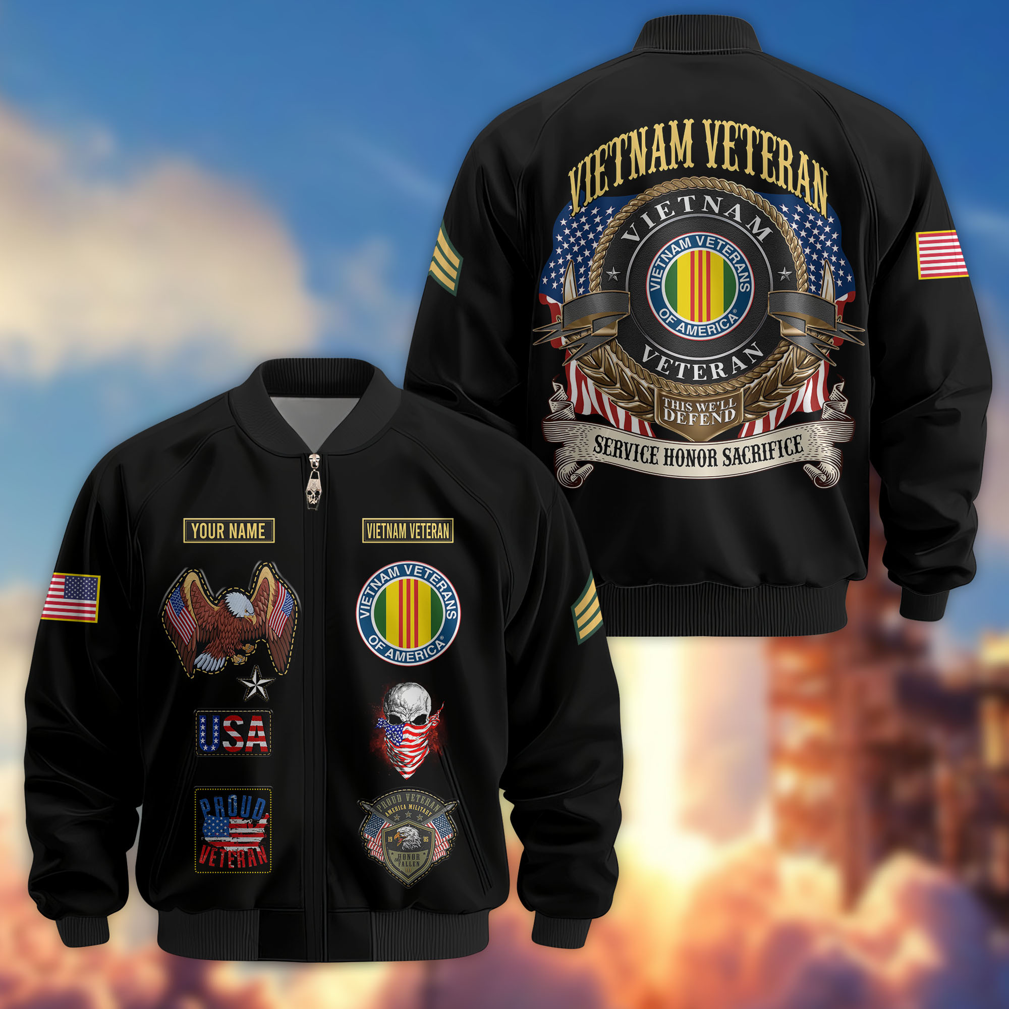 Premium Custom Vietnam Veteran Bomber Jacket VPVC803606, Gifts For Vietnam Veteran, Gifts On Father’s Day, Veterans Day