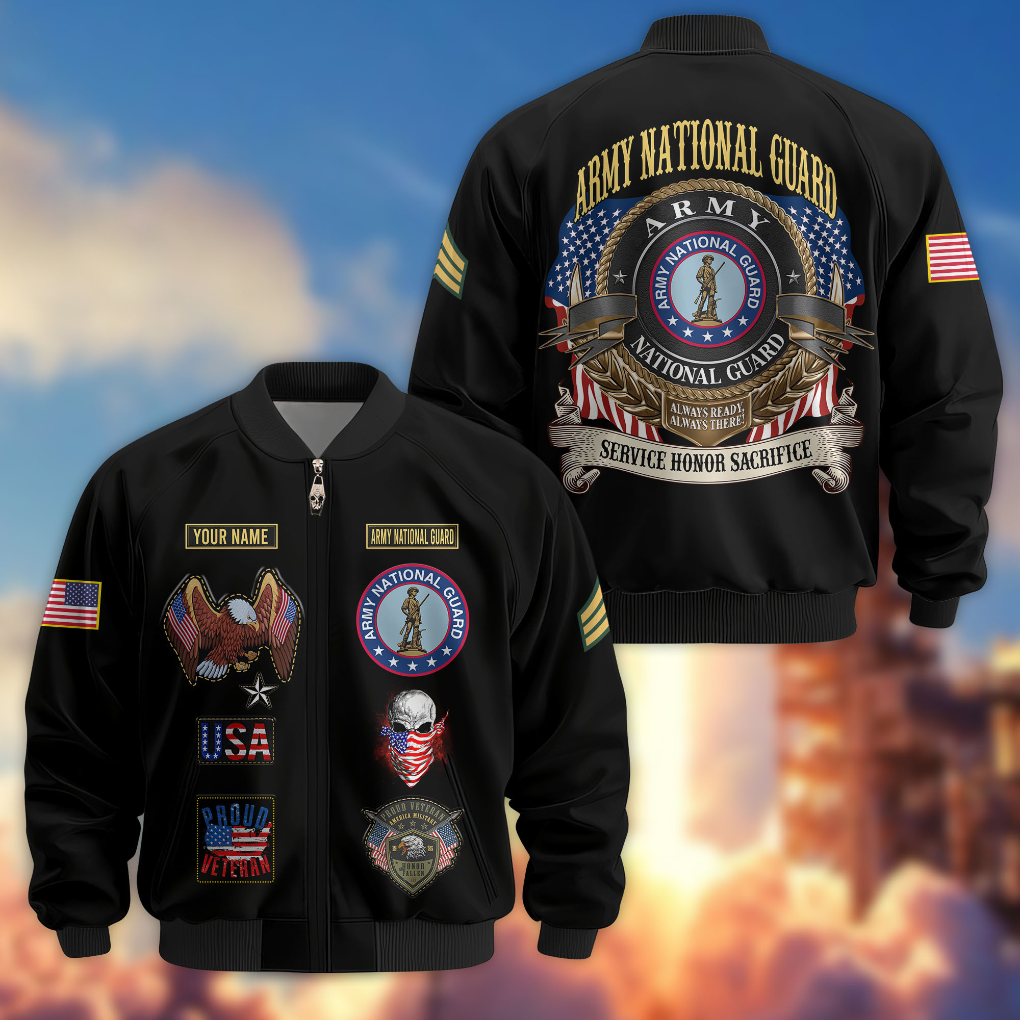 Premium Custom US Army National Guard Veteran Bomber Jacket VPVC803608, Gifts For Army National Guard Veteran, Gifts On Father’s Day, Veterans Day