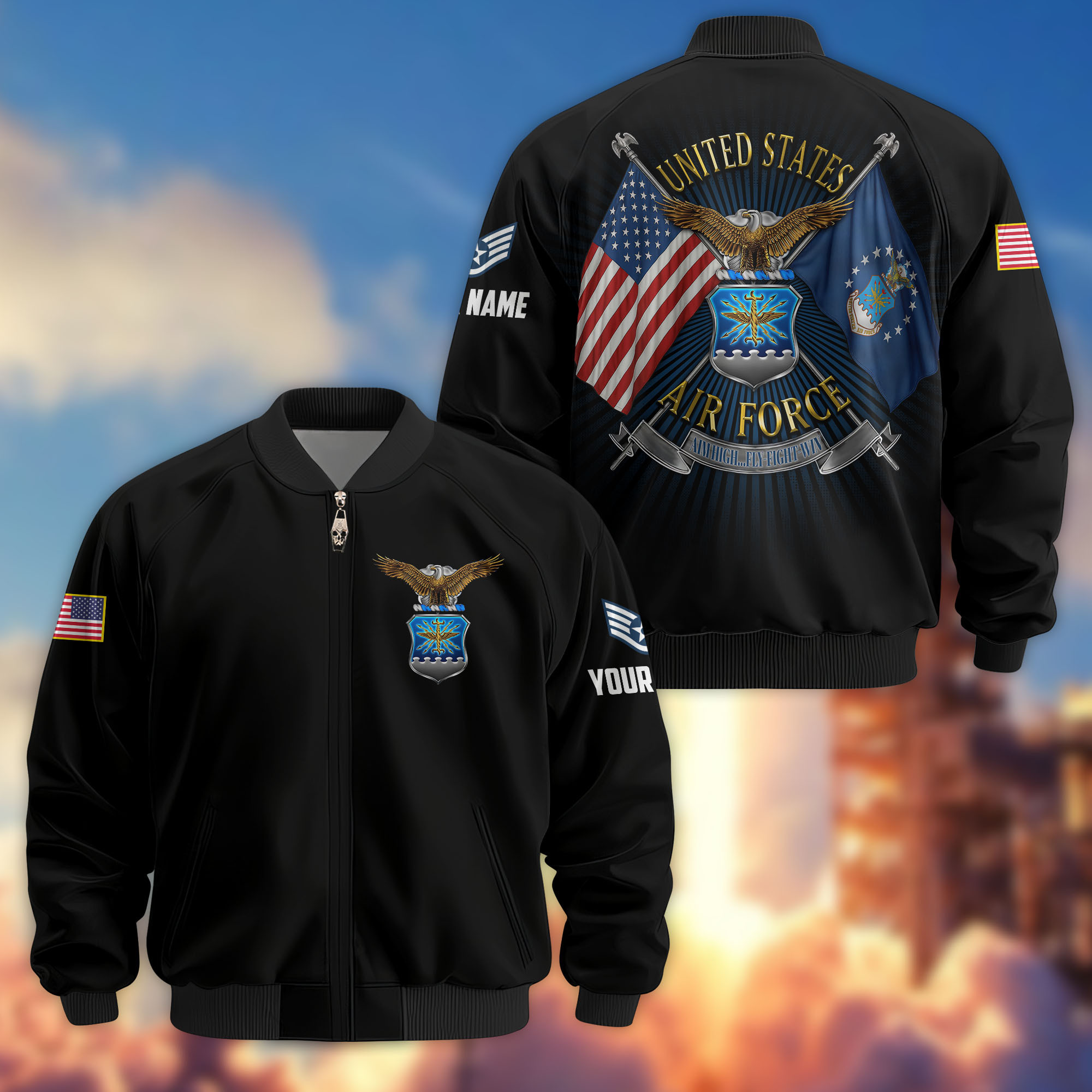 Premium Custom USAF Veteran Bomber Jacket VPVC803704, Gifts For US Air Force Veteran, Gifts On Father’s Day, Veterans Day