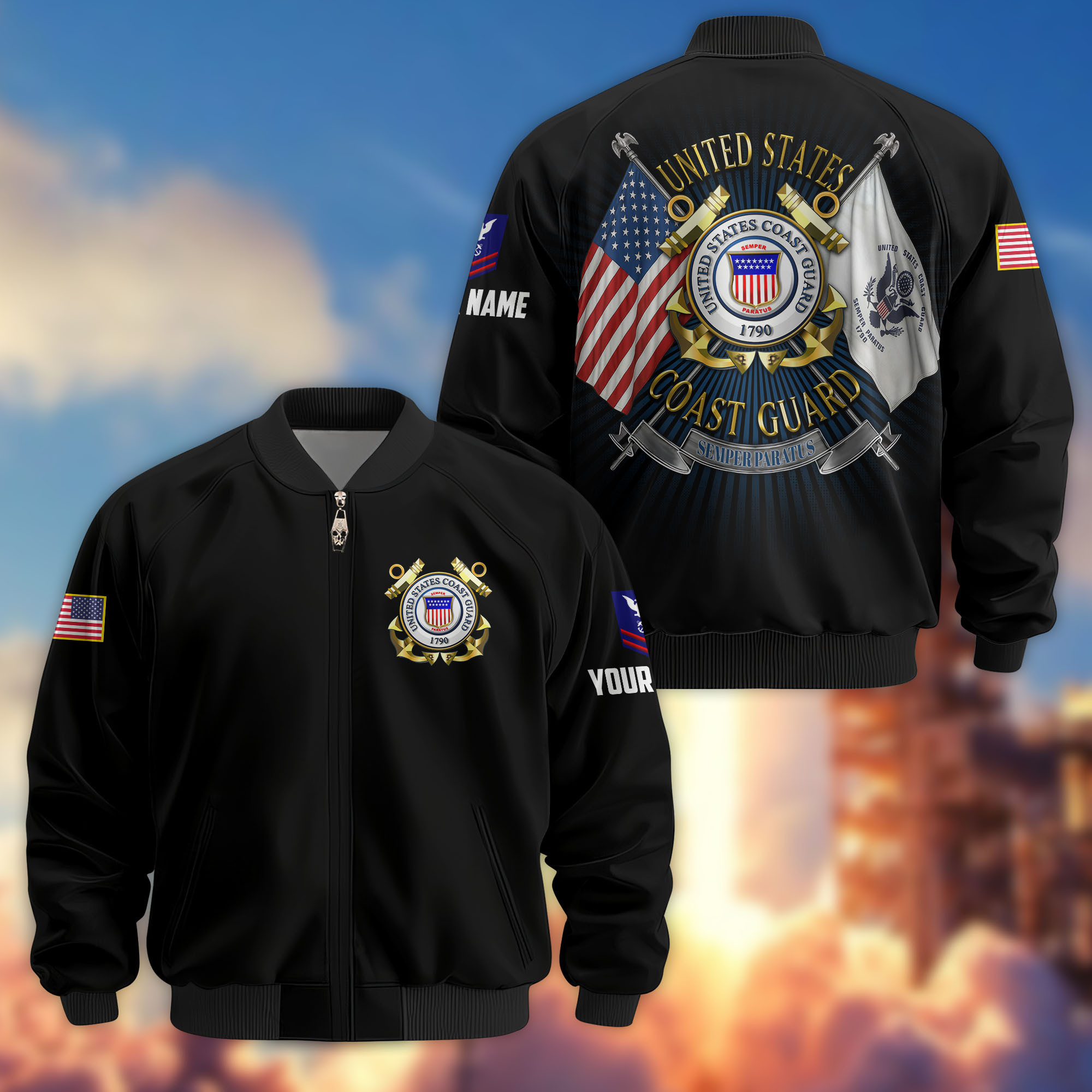 Premium Custom USCG Veteran Bomber Jacket VPVC803705, Gifts For Coast Guard Veteran, Gifts On Father’s Day, Veterans Day