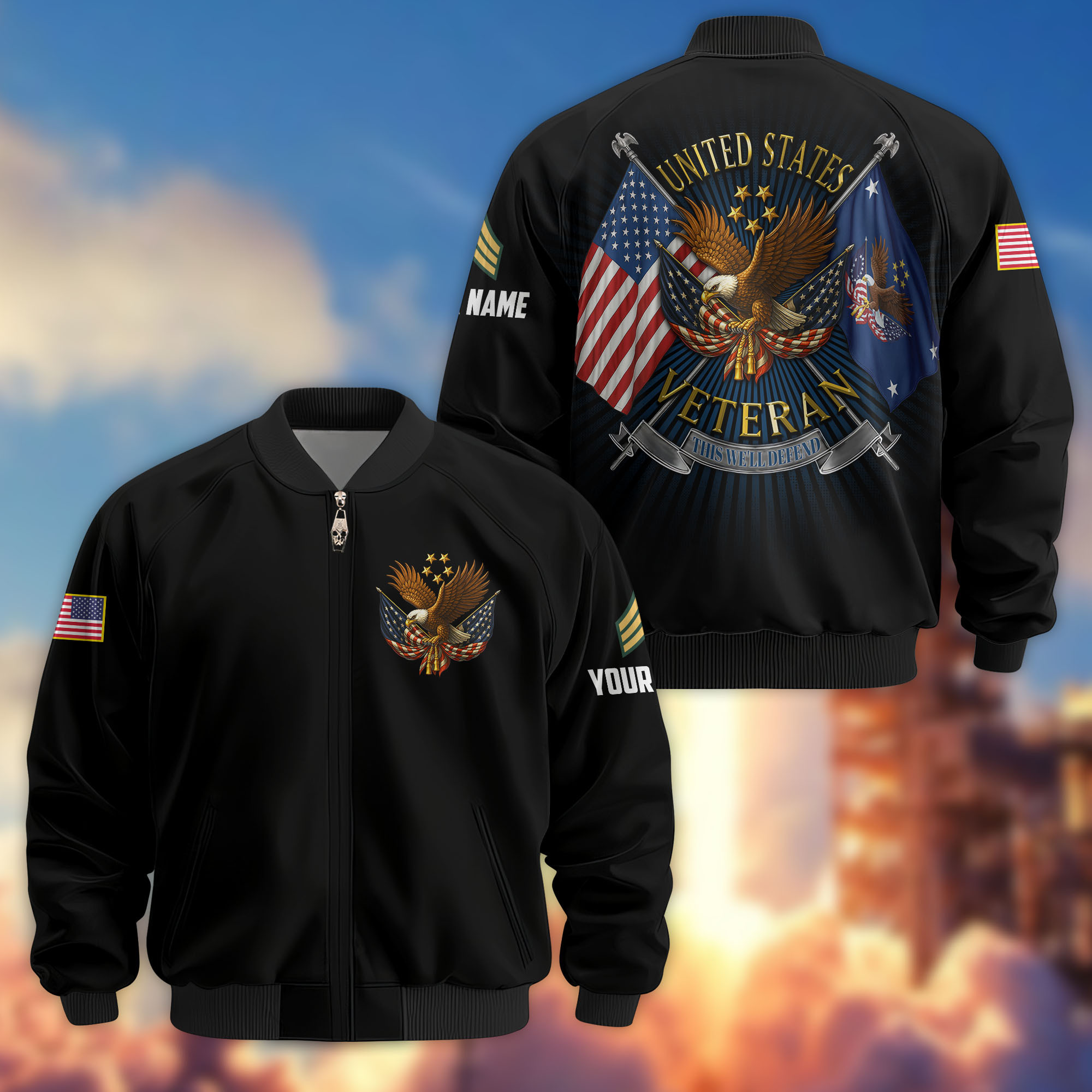 Premium Custom US Veteran Bomber Jacket VPVC803707, Gifts For US Veteran, Gifts On Father’s Day, Veterans Day