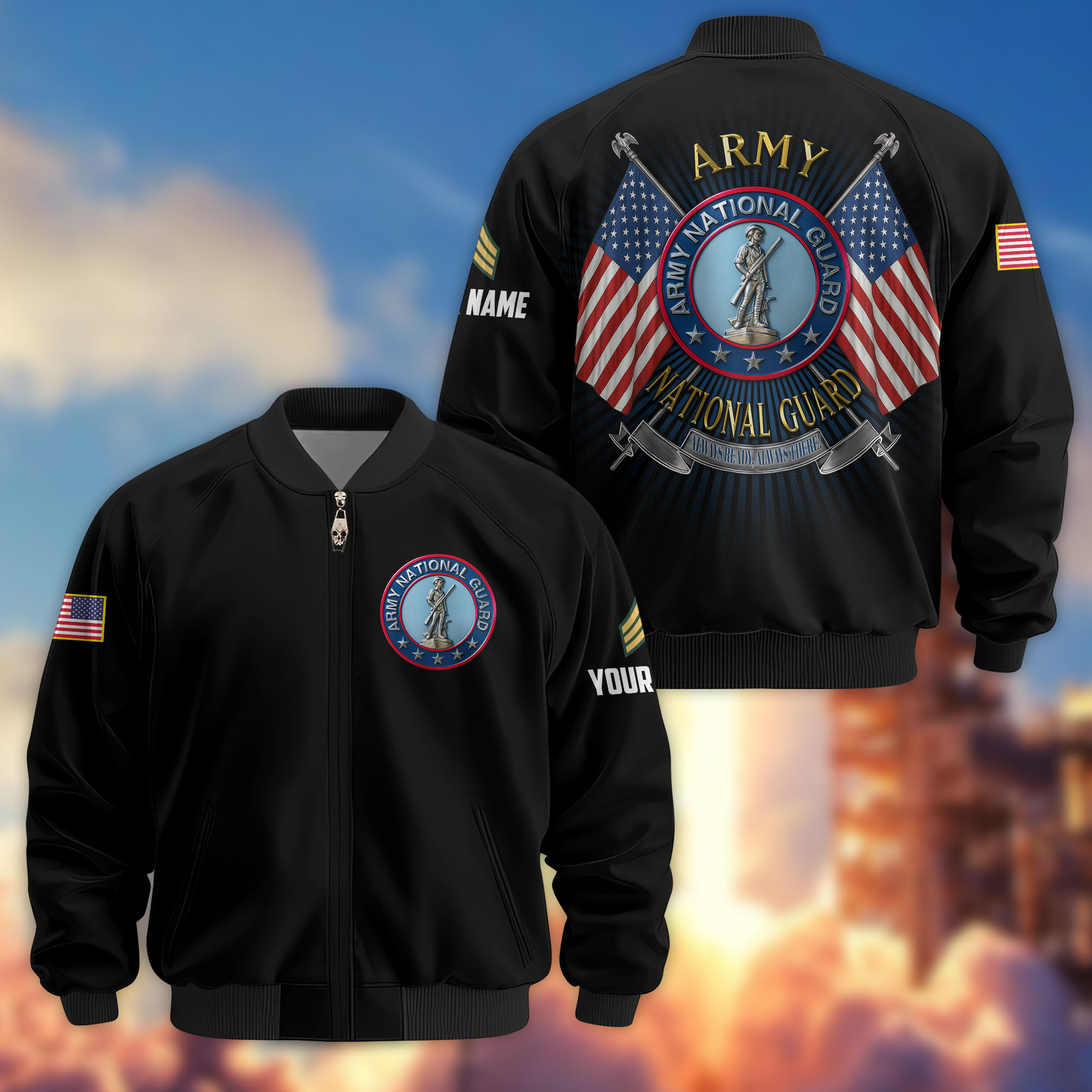 Premium Custom US Army National Guard Veteran Bomber Jacket VPVC803708, Gifts For Army National Guard Veteran, Gifts On Father’s Day, Veterans Day