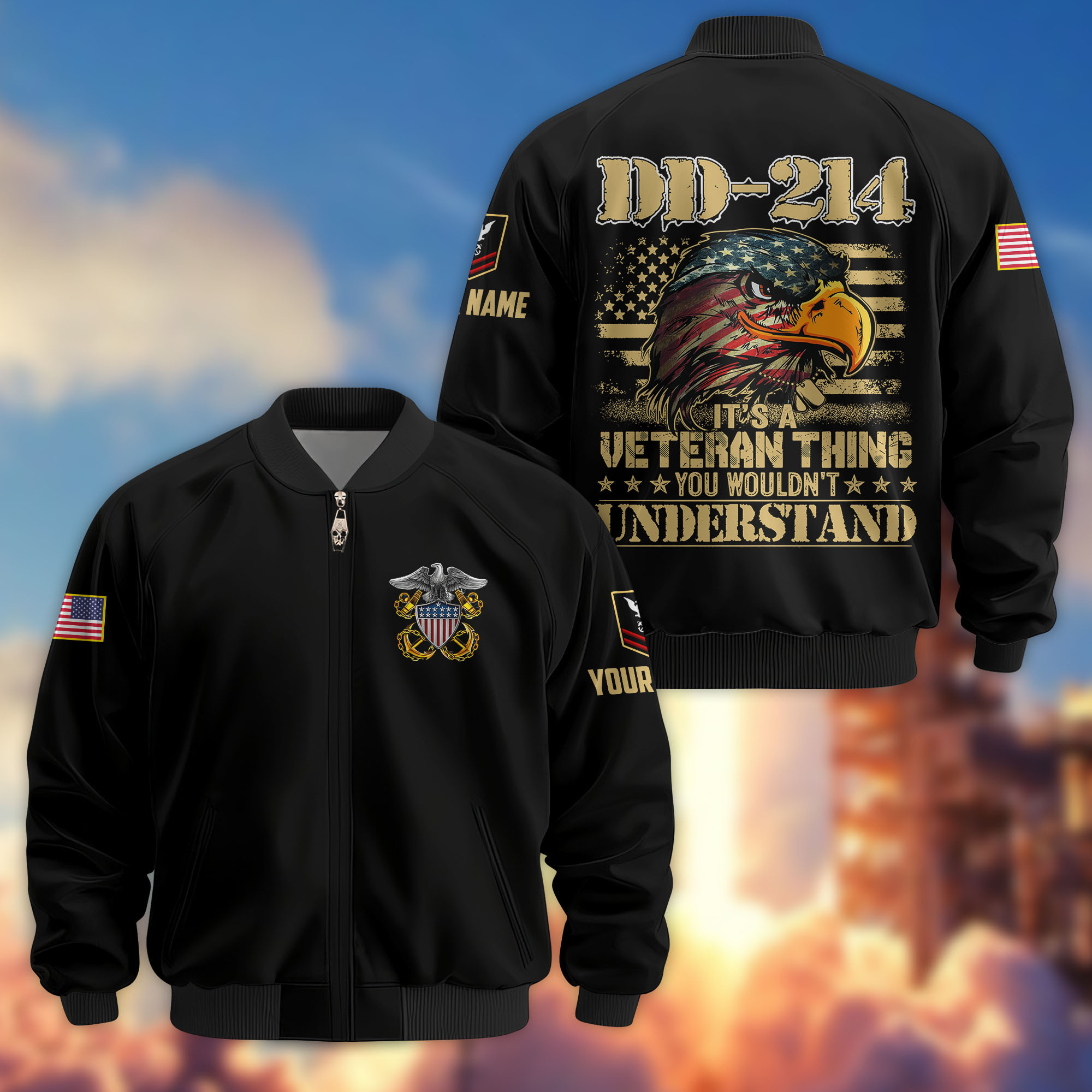 Premium Custom US Navy Veteran Bomber Jacket VPVC803802, Gifts For US Navy Veteran, Gifts On Father’s Day, Veterans Day
