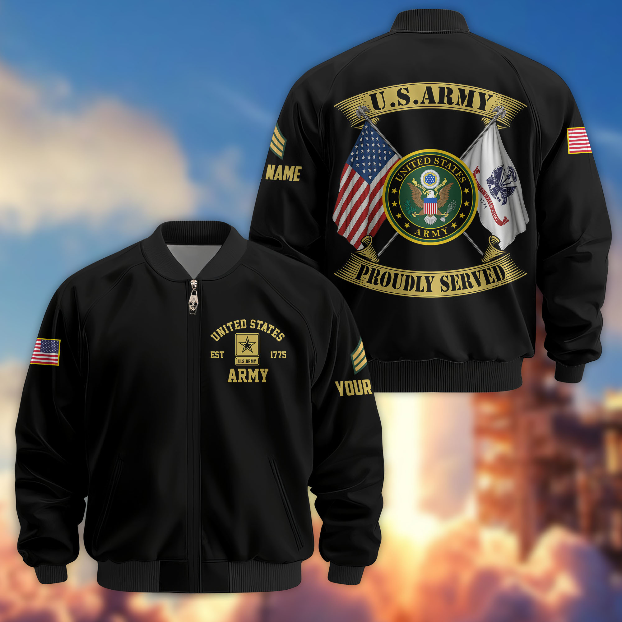 Premium Custom US Army Veteran Bomber Jacket VPVC804101, Gifts For US Army Veteran, Gifts On Father’s Day, Veterans Day