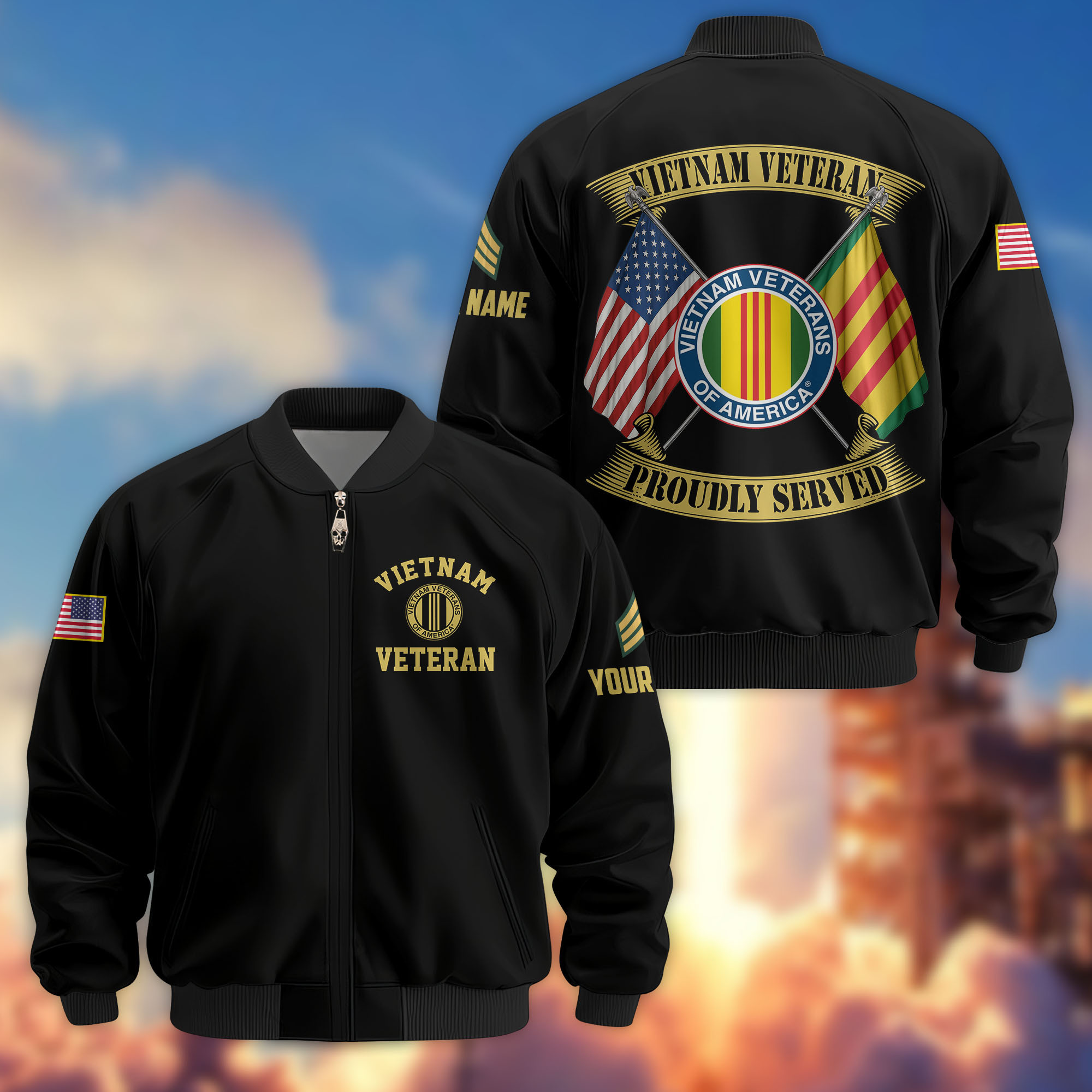 Premium Custom Vietnam Veteran Bomber Jacket VPVC804106, Gifts For Vietnam Veteran, Gifts On Father’s Day, Veterans Day