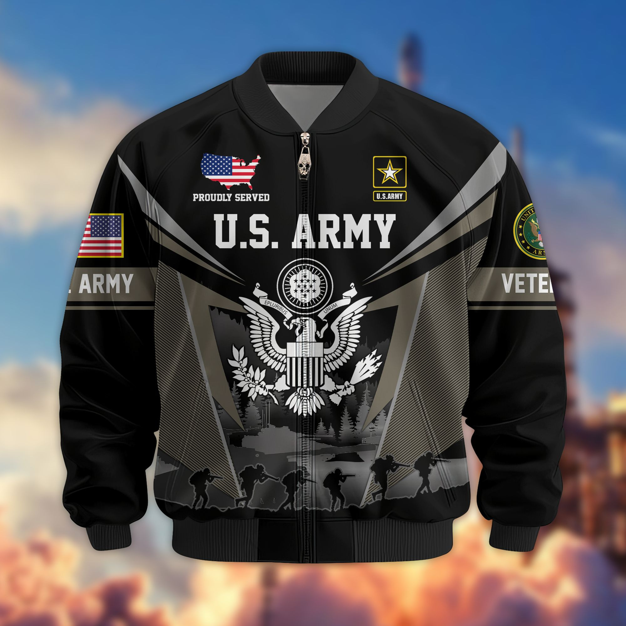 Premium US Veterans Bomber Jacket BPHN140812, Gifts For US Veterans, Gifts On Father’s Day, Veterans Day