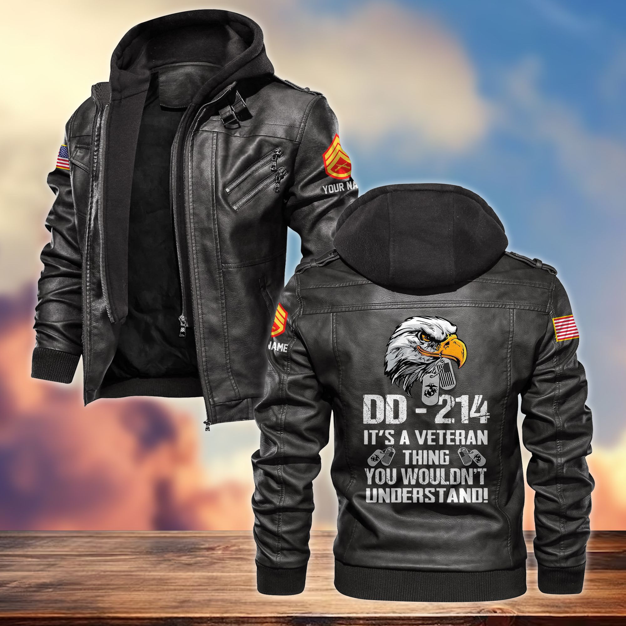 Premium Custom USMC Veteran Leather Jacket VPVC701403, Gifts For Marine Veteran, Gifts On Father’s Day, Armed Forces Day, Veterans Day