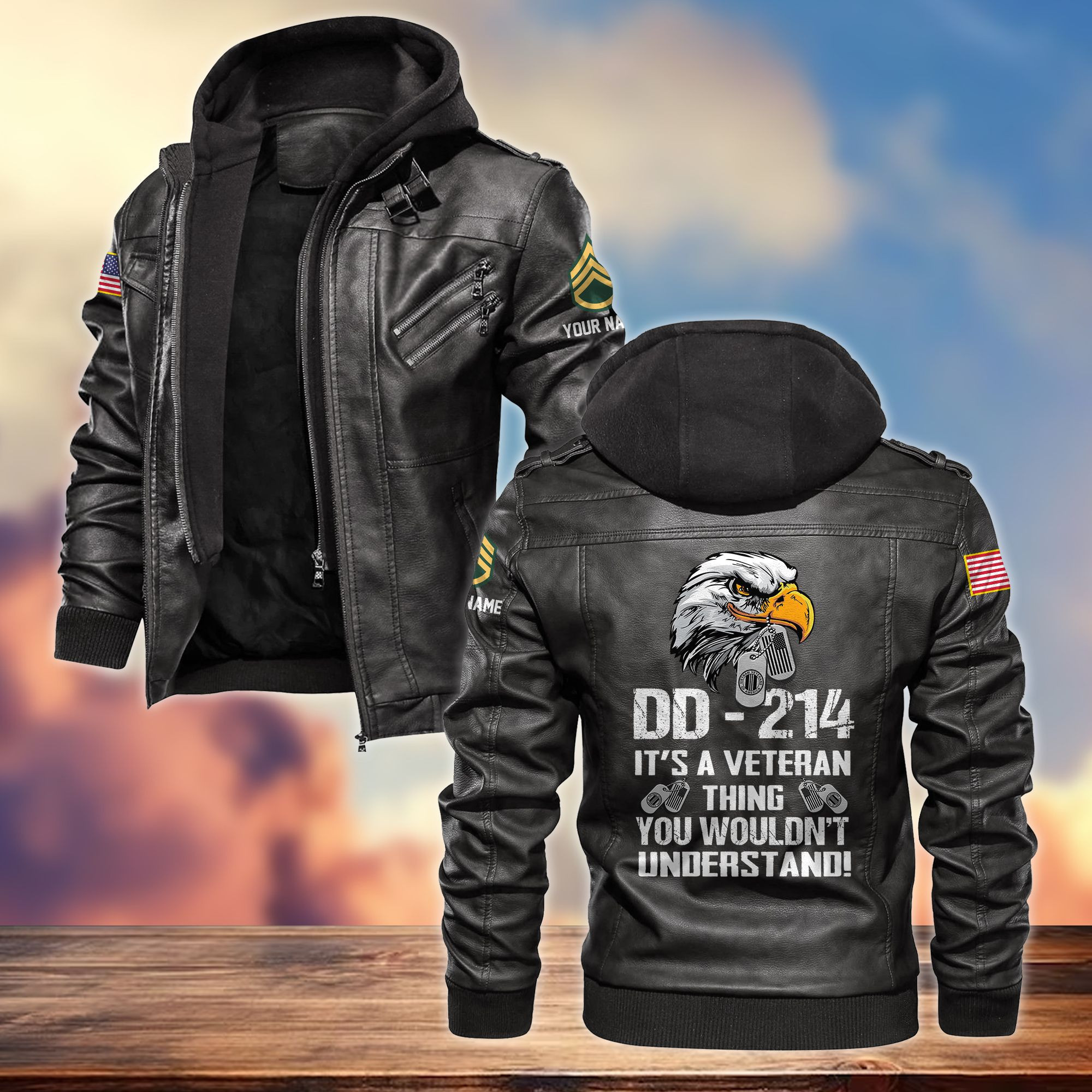 Premium Custom US Veteran Leather Jacket VPVC701407, Gifts For US Veteran, Gifts On Father’s Day, Armed Forces Day, Veterans Day