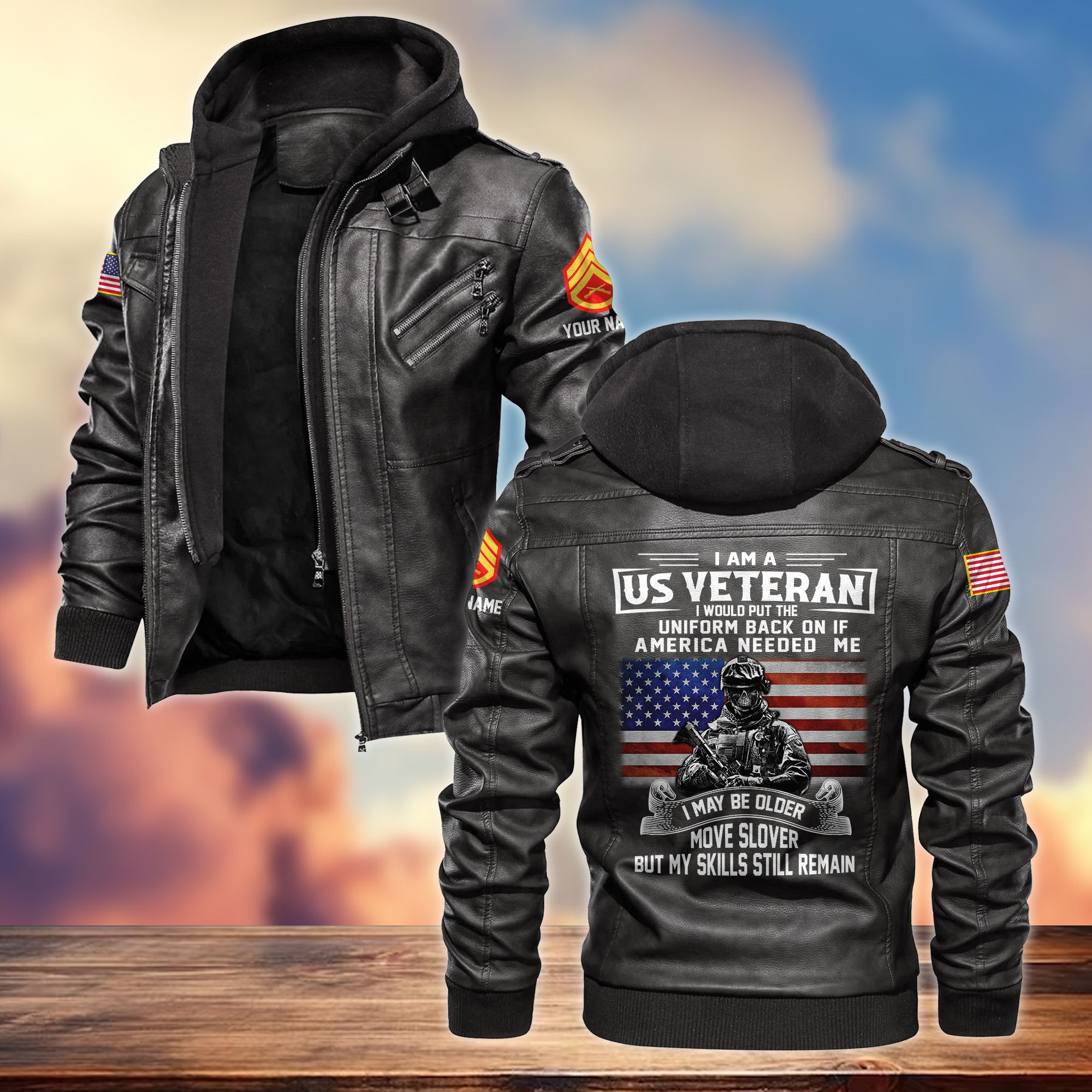 Premium Custom USMC Veteran Leather Jacket VPVC701503, Gifts For Marine Veteran, Gifts On Father’s Day, Armed Forces Day, Veterans Day