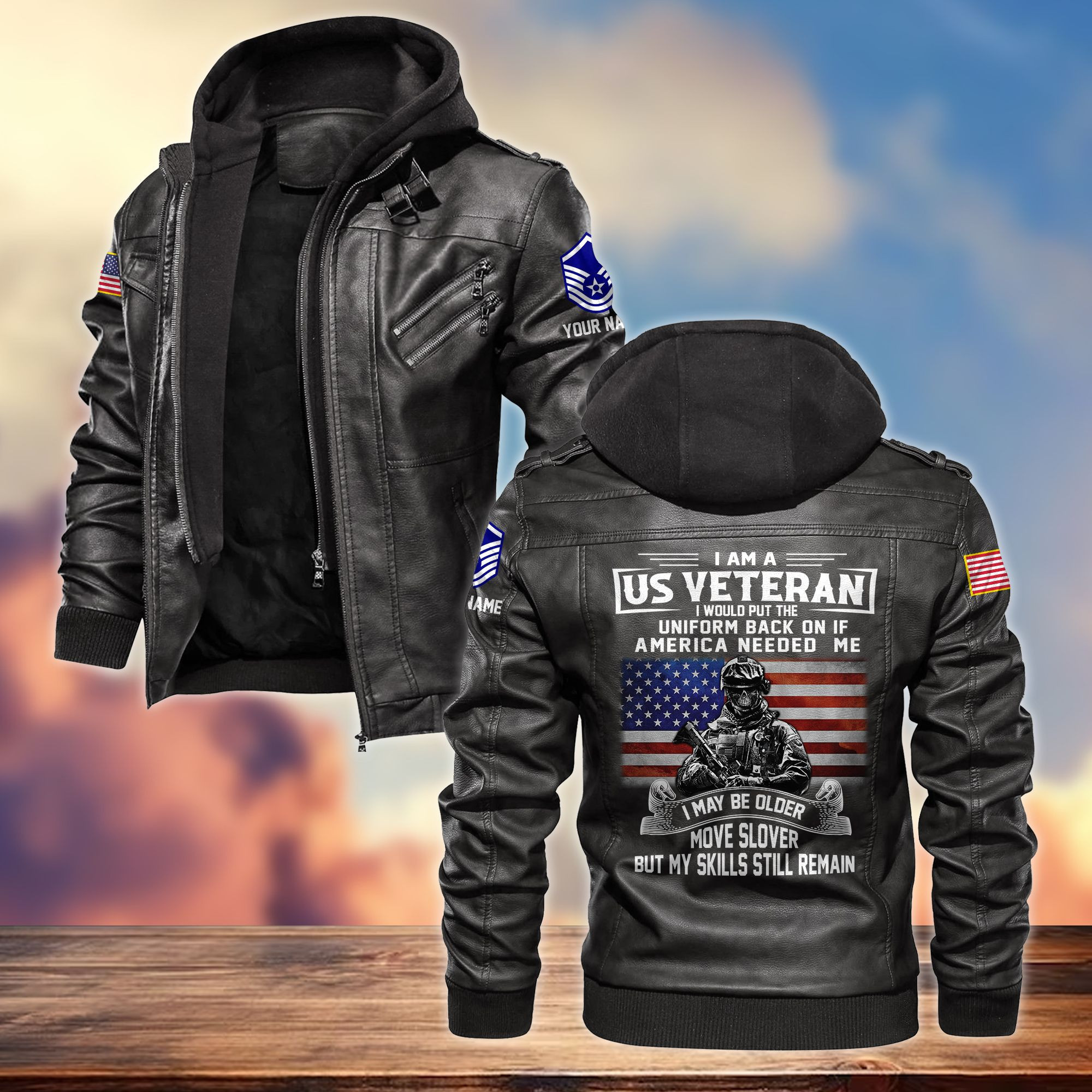 Premium Custom USAF Veteran Leather Jacket VPVC701504, Gifts For Air Force Veteran, Gifts On Father’s Day, Armed Forces Day, Veterans Day