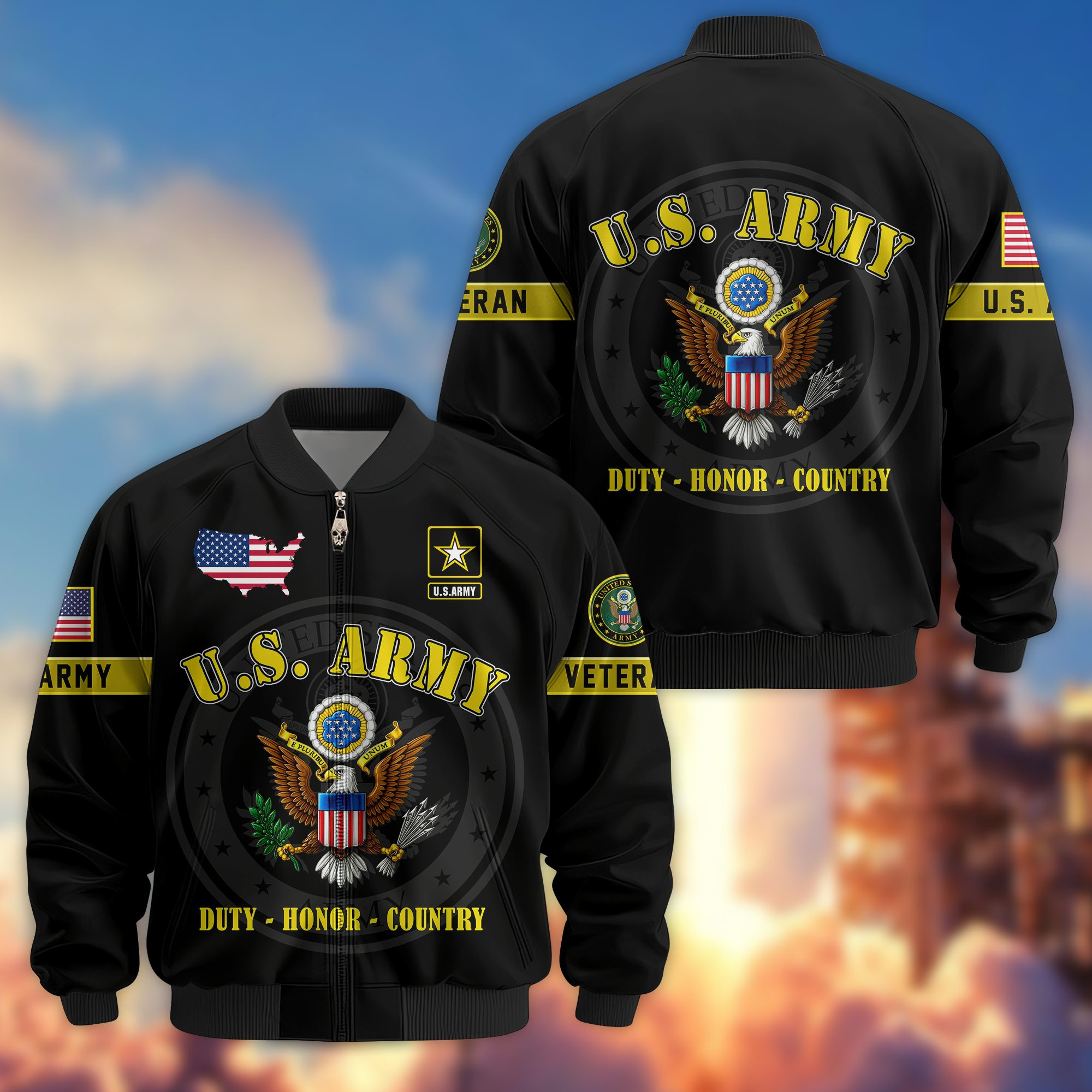 Premium US Veterans Bomber Jacket BPHN190814, Gifts For US Veterans, Gifts On Father’s Day, Veterans Day