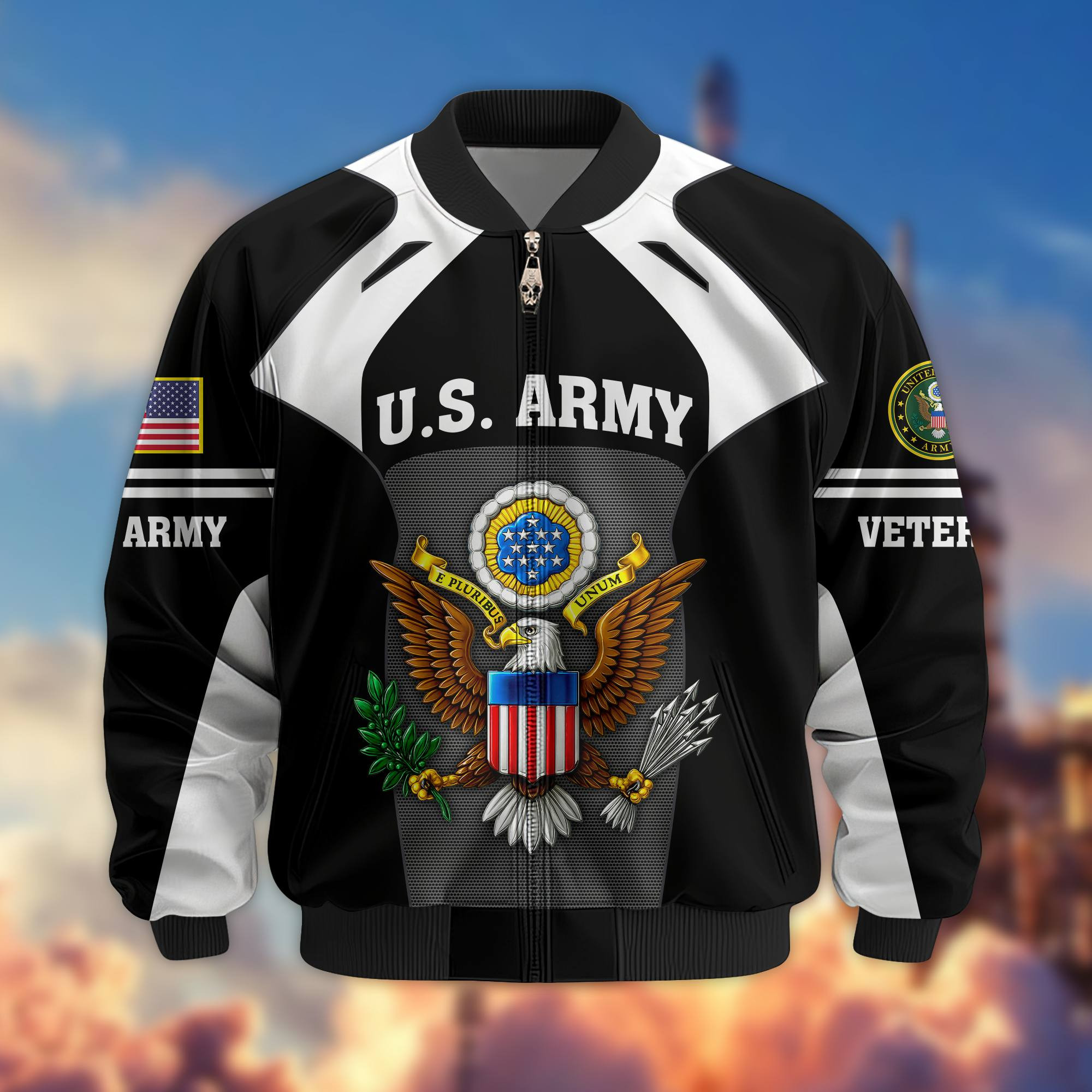 Premium US Veterans Bomber Jacket BPHN200811, Gifts For US Veterans, Gifts On Father’s Day, Veterans Day