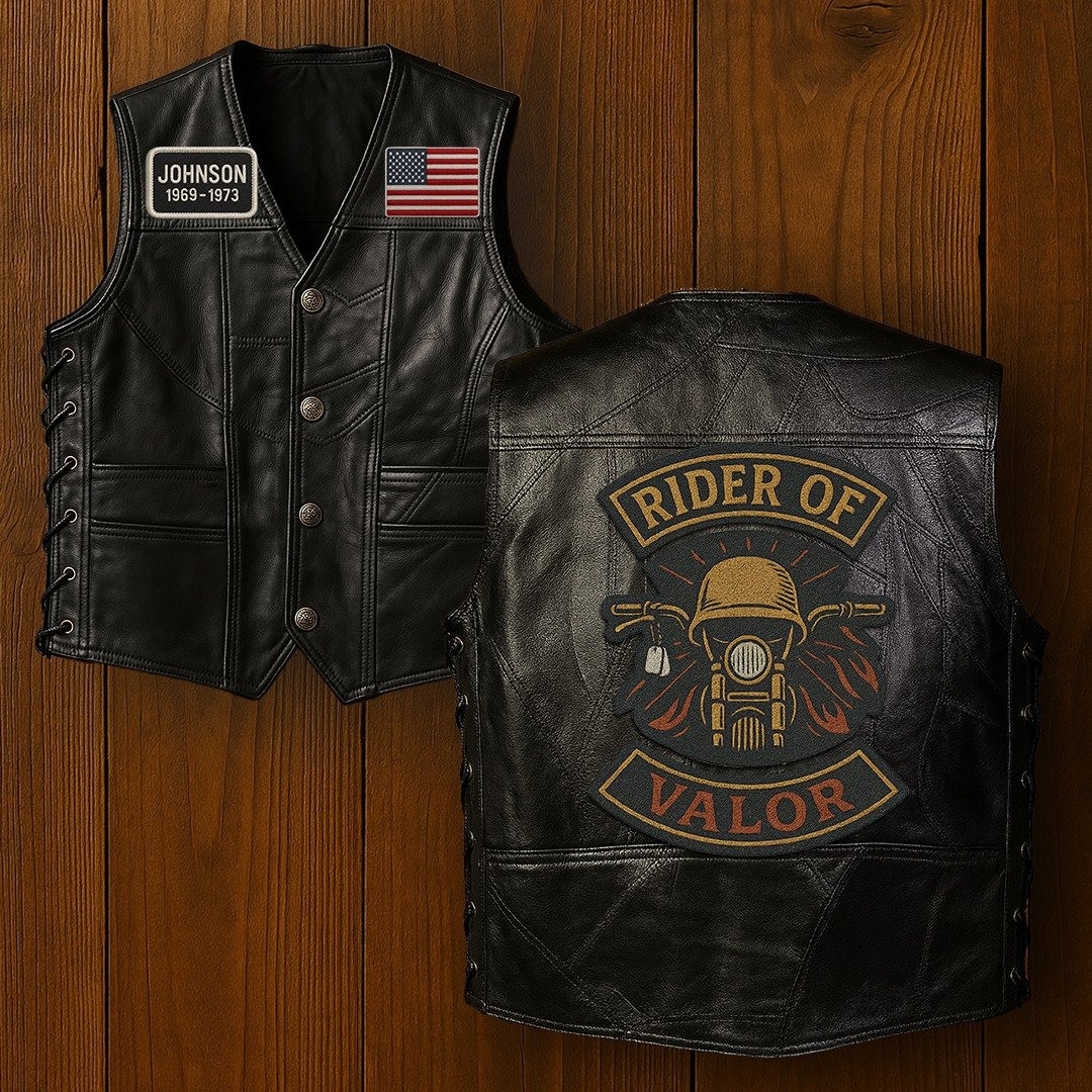 Premium US Veterans Custom Leather Motor Vest VPVC702114, Gifts For US Veteran, Gifts On Father’s Day, Veterans Day