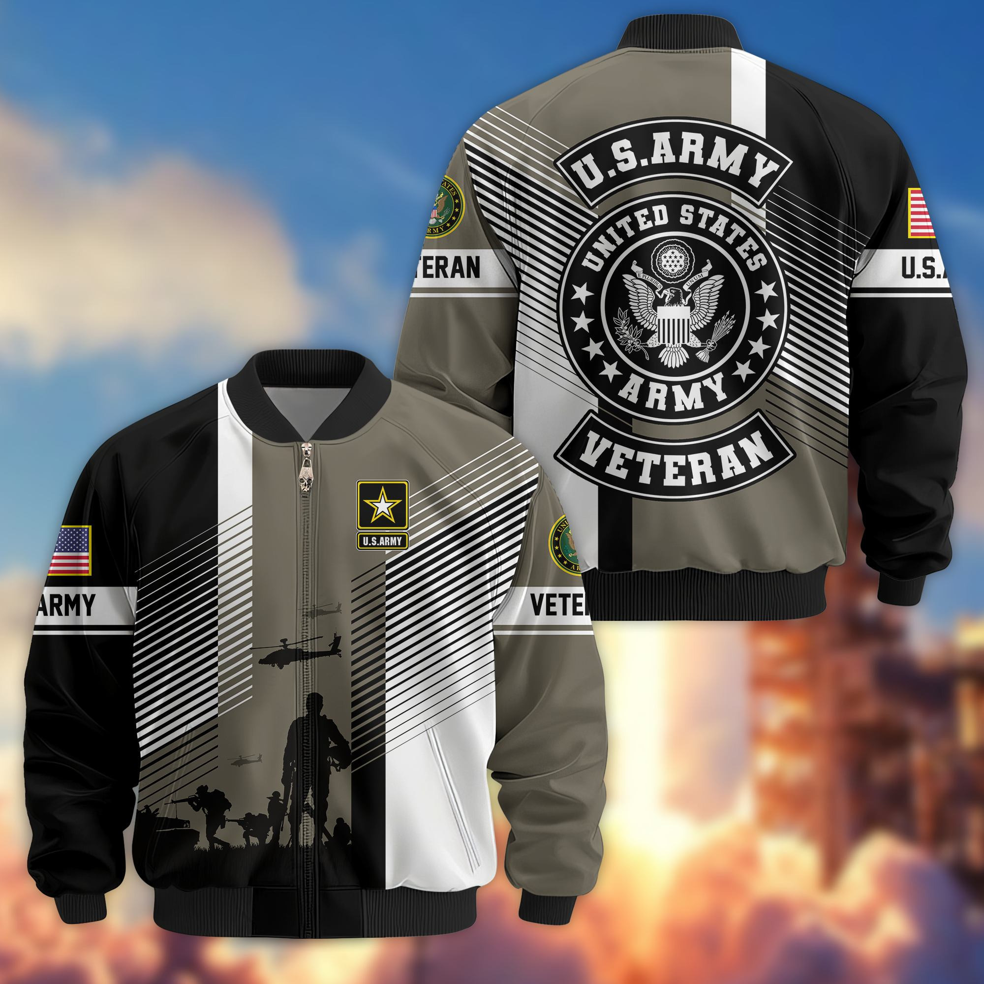 Premium US Veterans Bomber Jacket BPHN140811, Gifts For US Veterans, Gifts On Father’s Day, Veterans Day