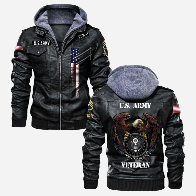 Premium Custom US Army Veteran Leather Jacket VPVC702141, Gifts For Army Veteran, Gifts On Father’s Day, Veterans Day