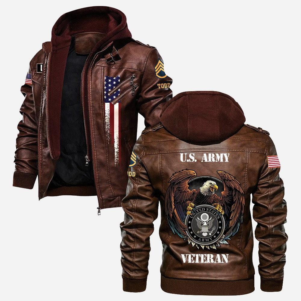Premium Custom US Army Veteran Leather Jacket VPVC702142, Gifts For Army Veteran, Gifts On Father’s Day, Veterans Day